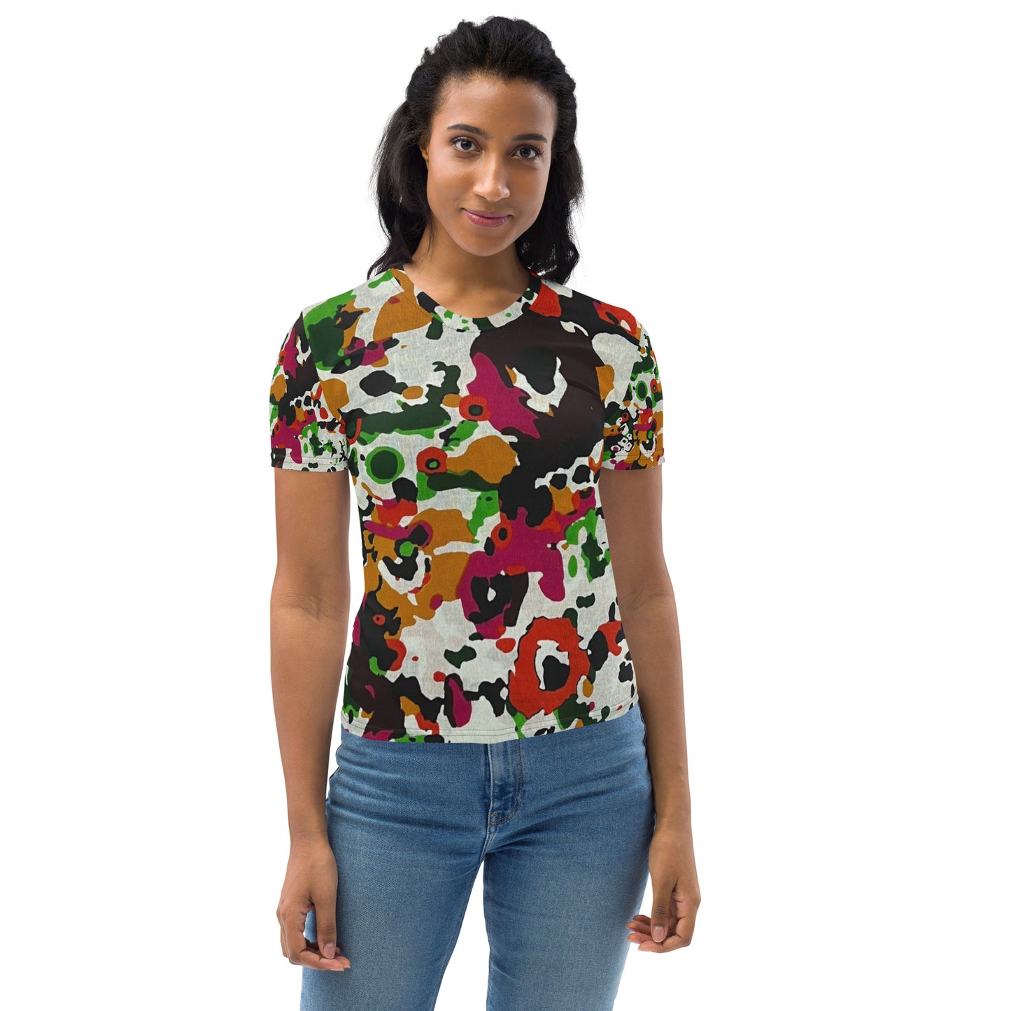 Multicolour Paint Ankara Women's T-shirt