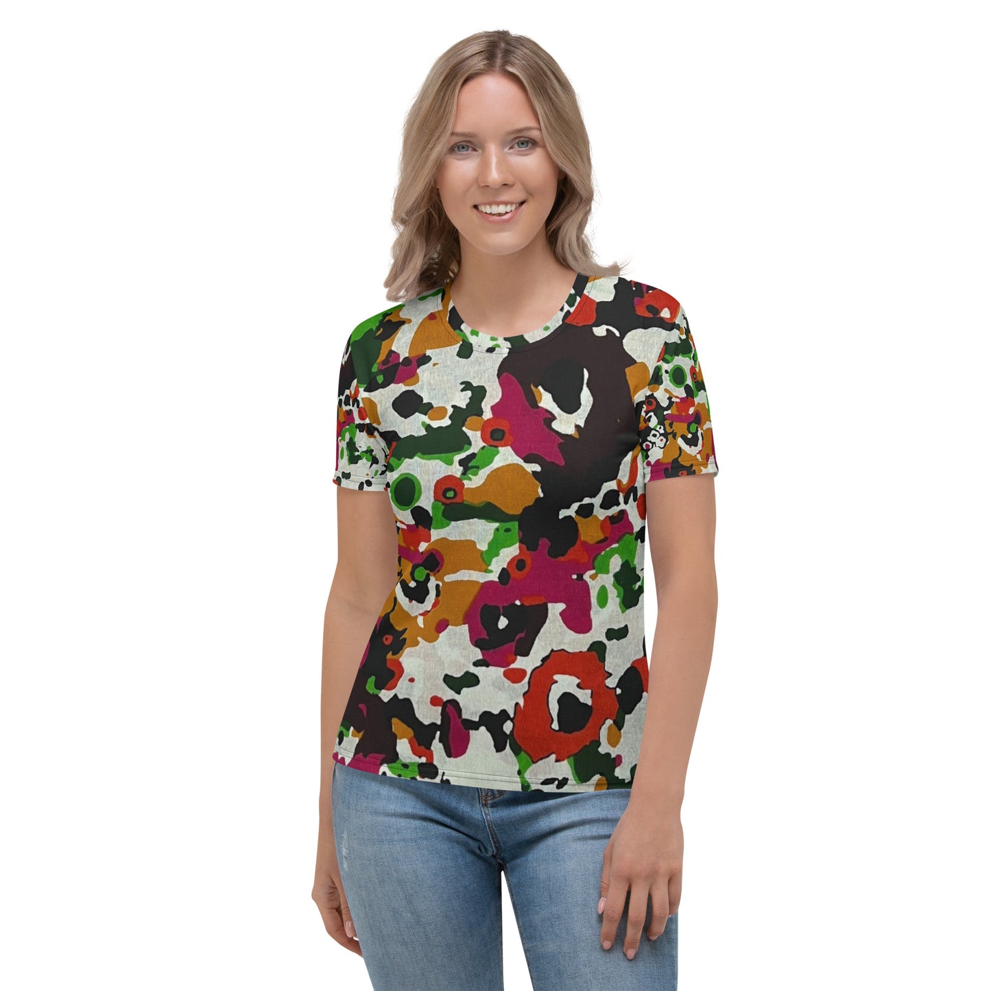 Multicolour Paint Ankara Women's T-shirt