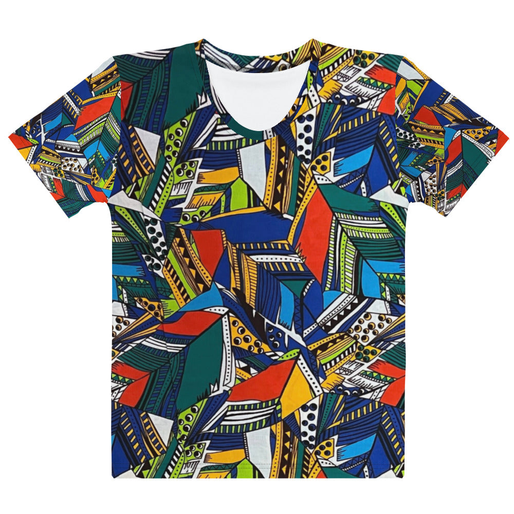 Multicolour Shapes Ankara Women's T-shirt