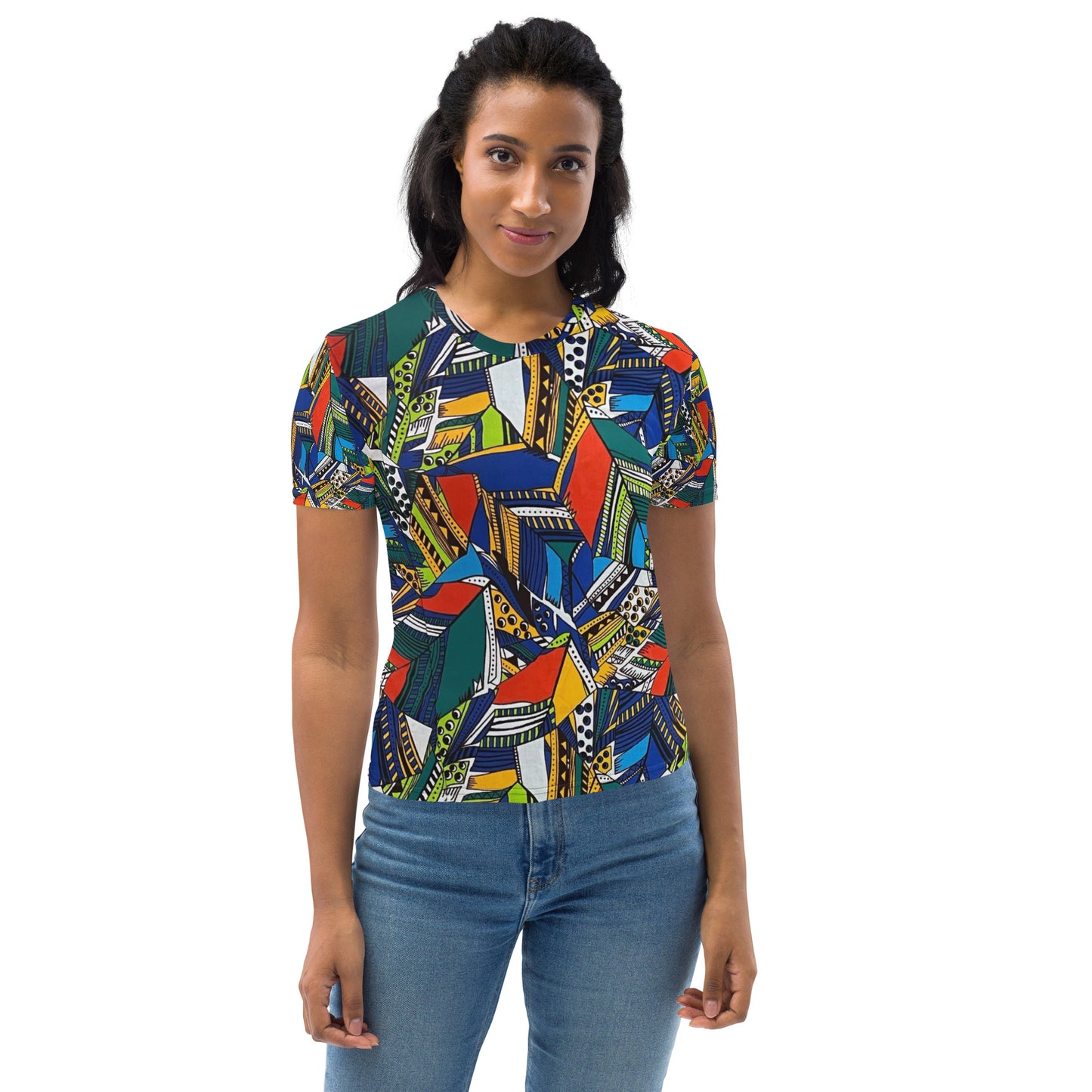 Multicolour Shapes Ankara Women's T-shirt