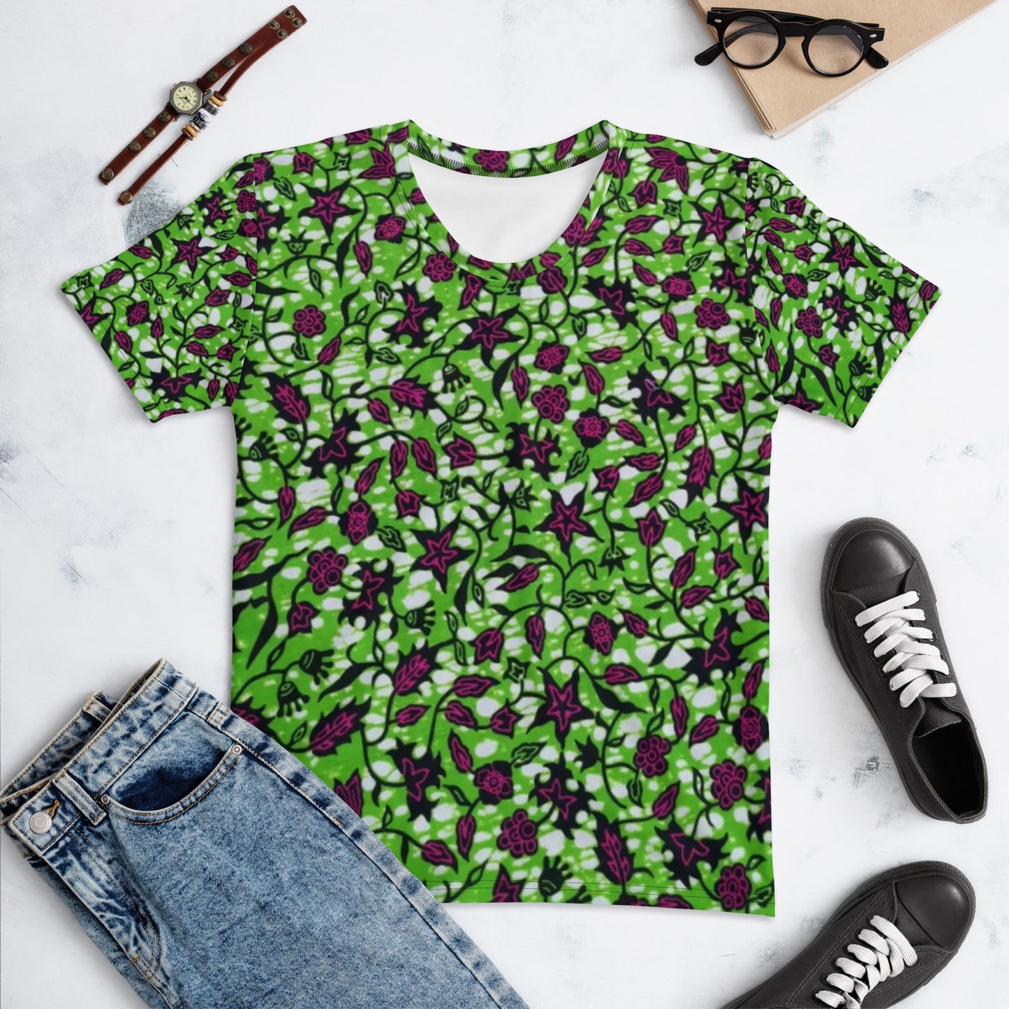 Green Burgundy Ankara Women's T-shirt