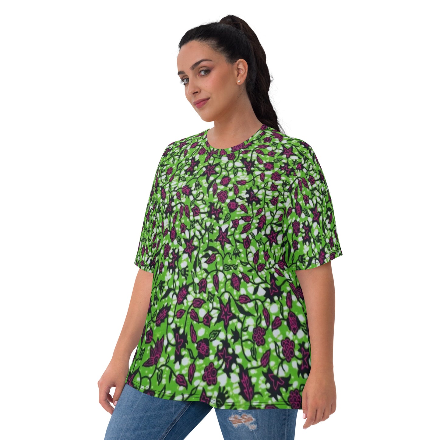 Green Burgundy Ankara Women's T-shirt