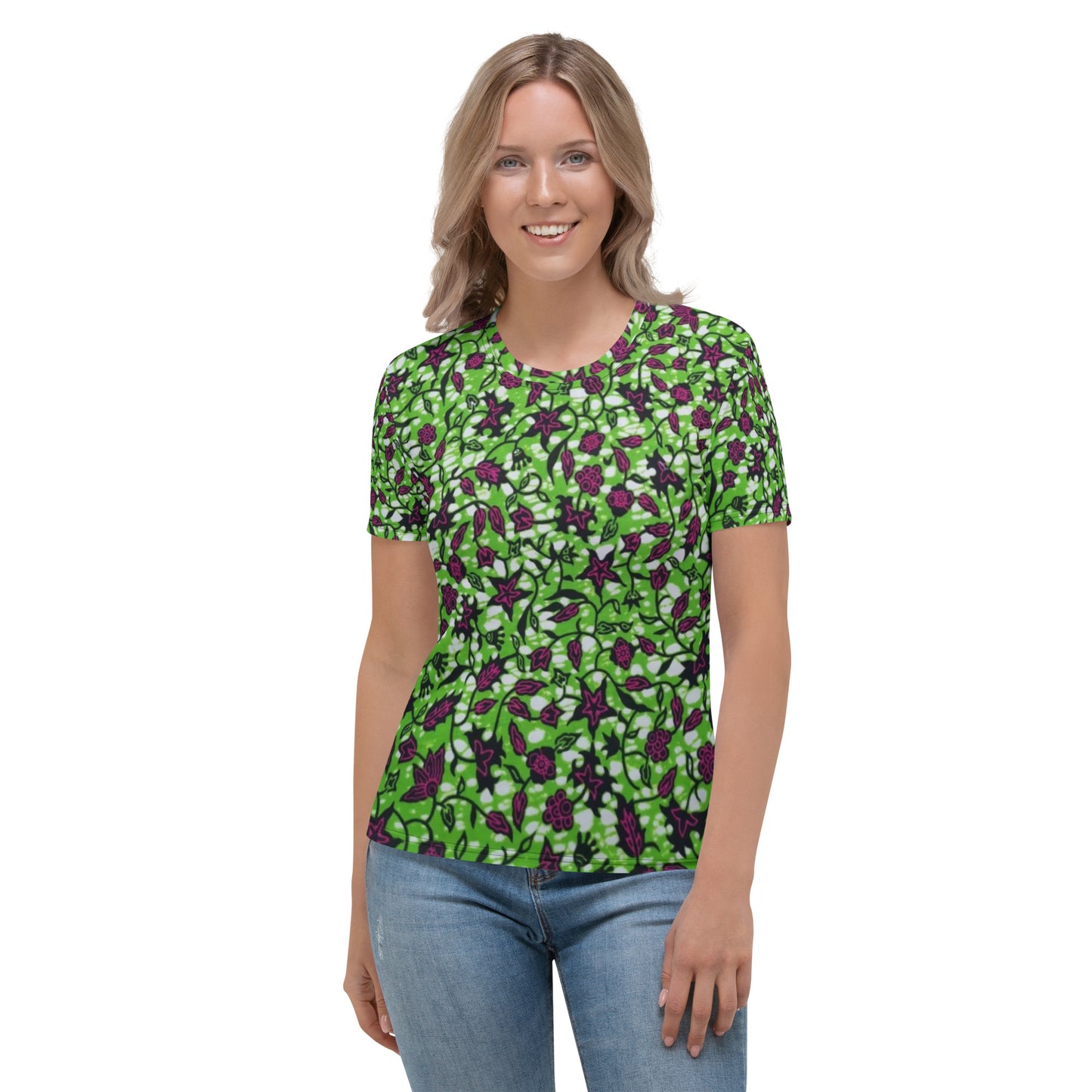 Green Burgundy Ankara Women's T-shirt