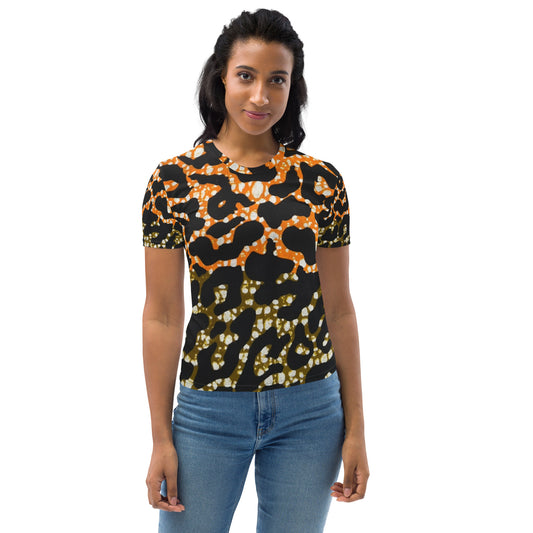 Green Orange Leopard Ankara Women's T-shirt