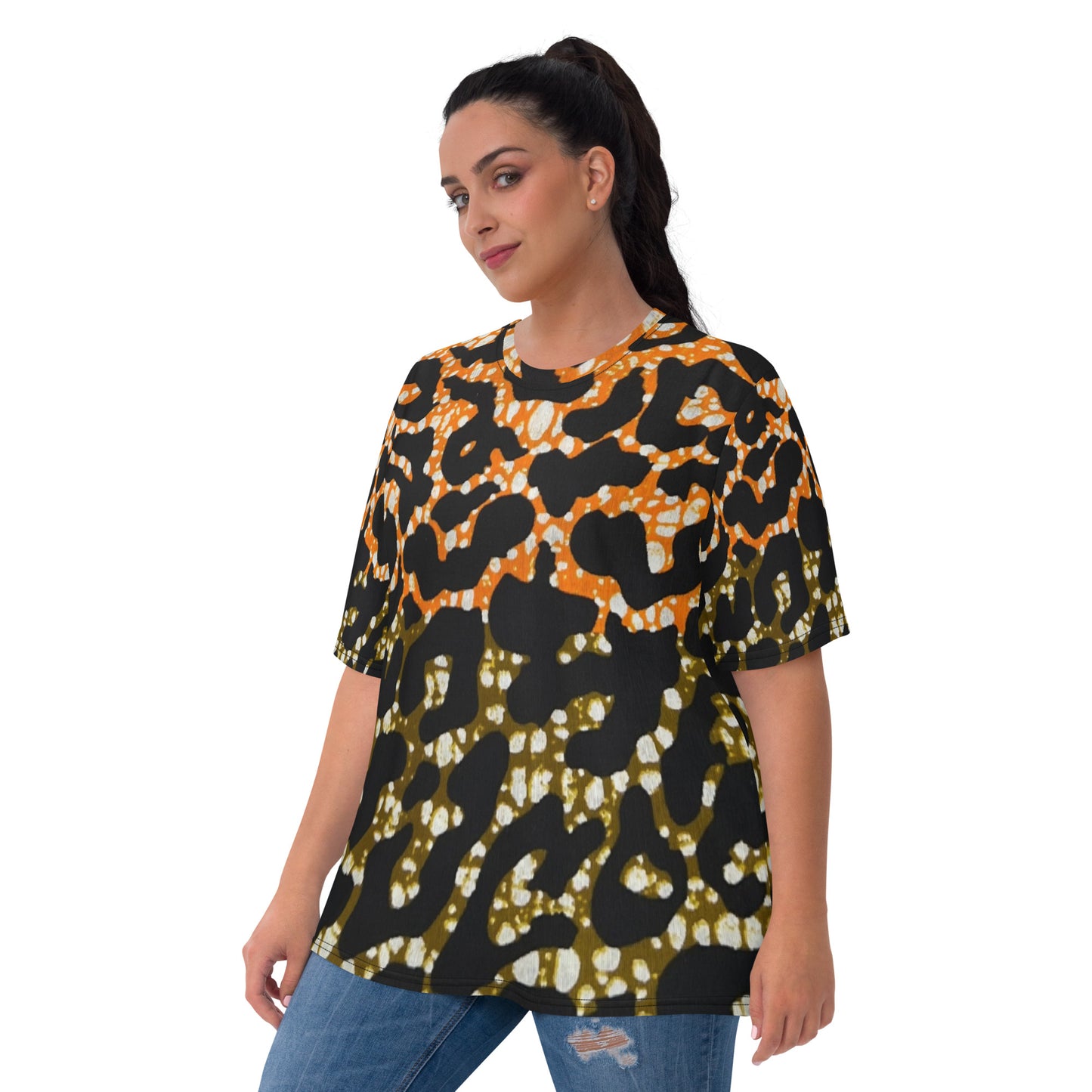 Green Orange Leopard Ankara Women's T-shirt