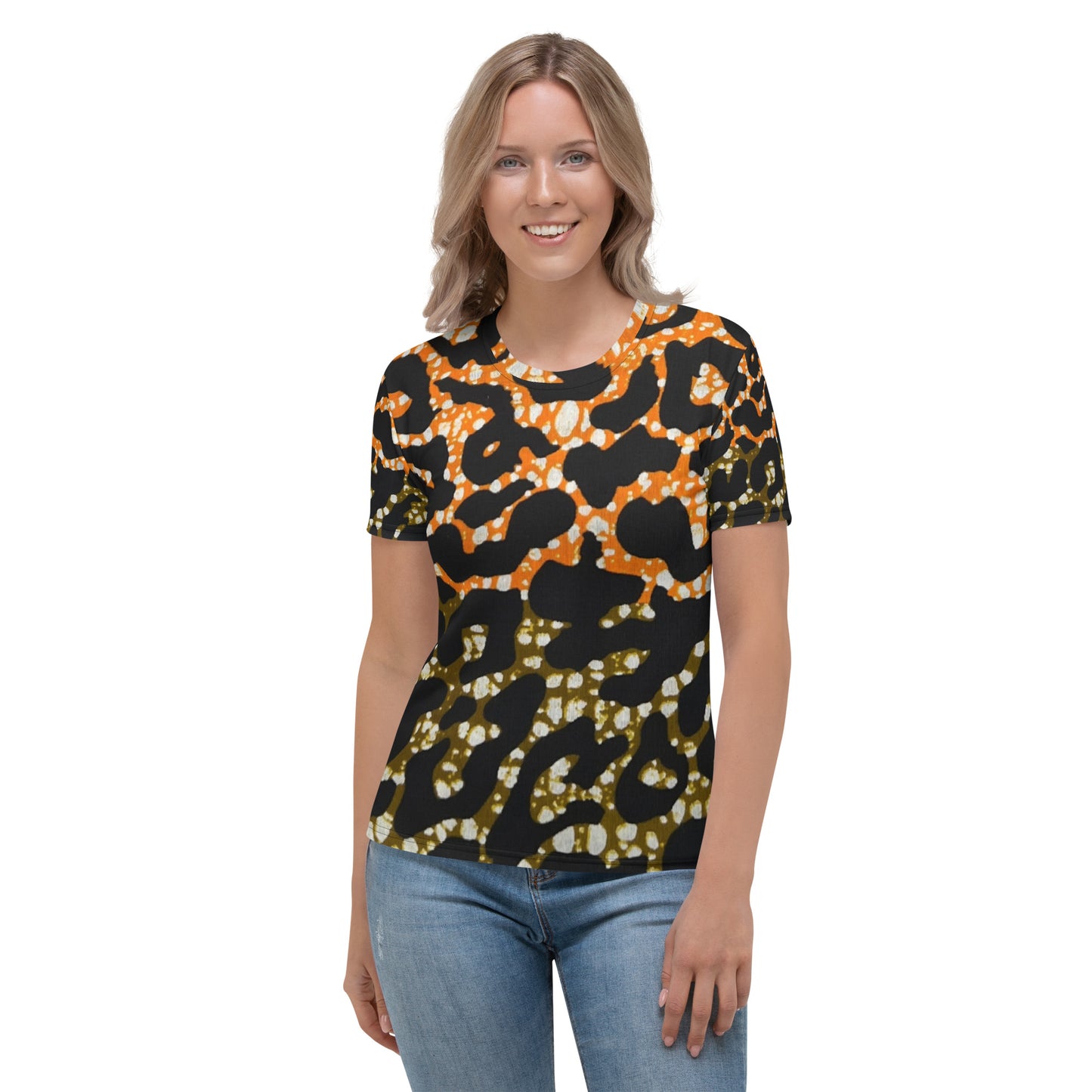 Green Orange Leopard Ankara Women's T-shirt