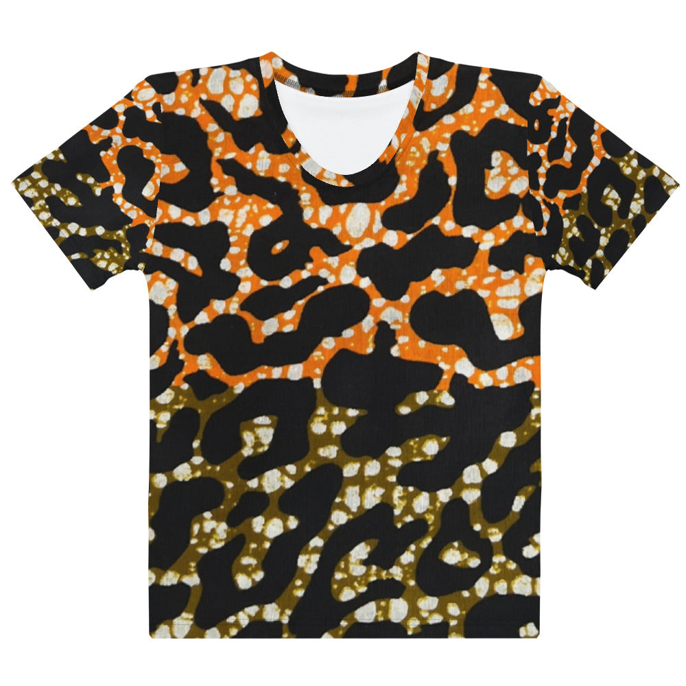 Green Orange Leopard Ankara Women's T-shirt