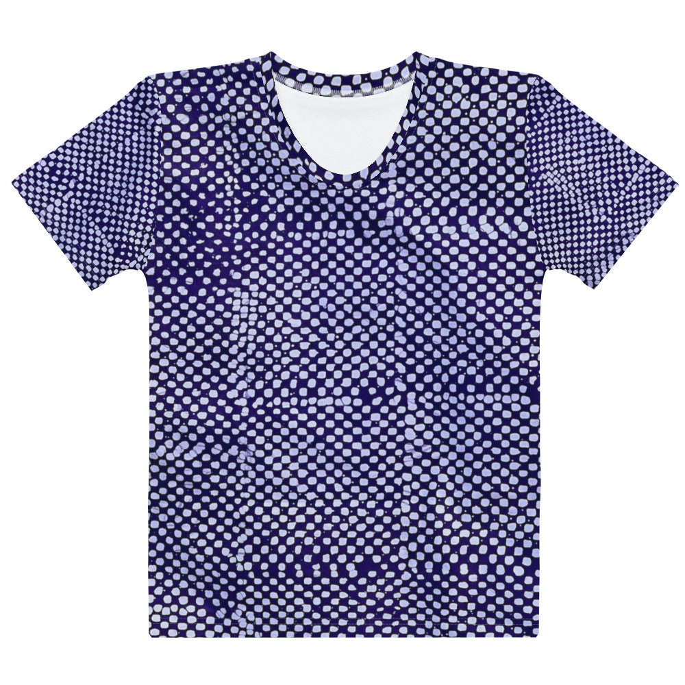 Purple And White Polka Dots Adire Women's T-shirt