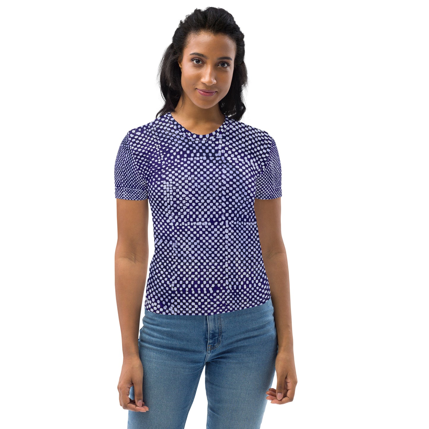 Purple And White Polka Dots Adire Women's T-shirt