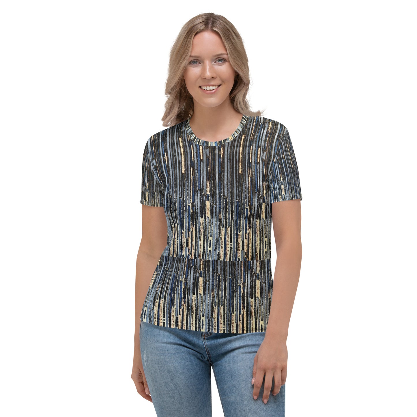 Blue Peach Stripes African Print Ankara Women's T-shirt