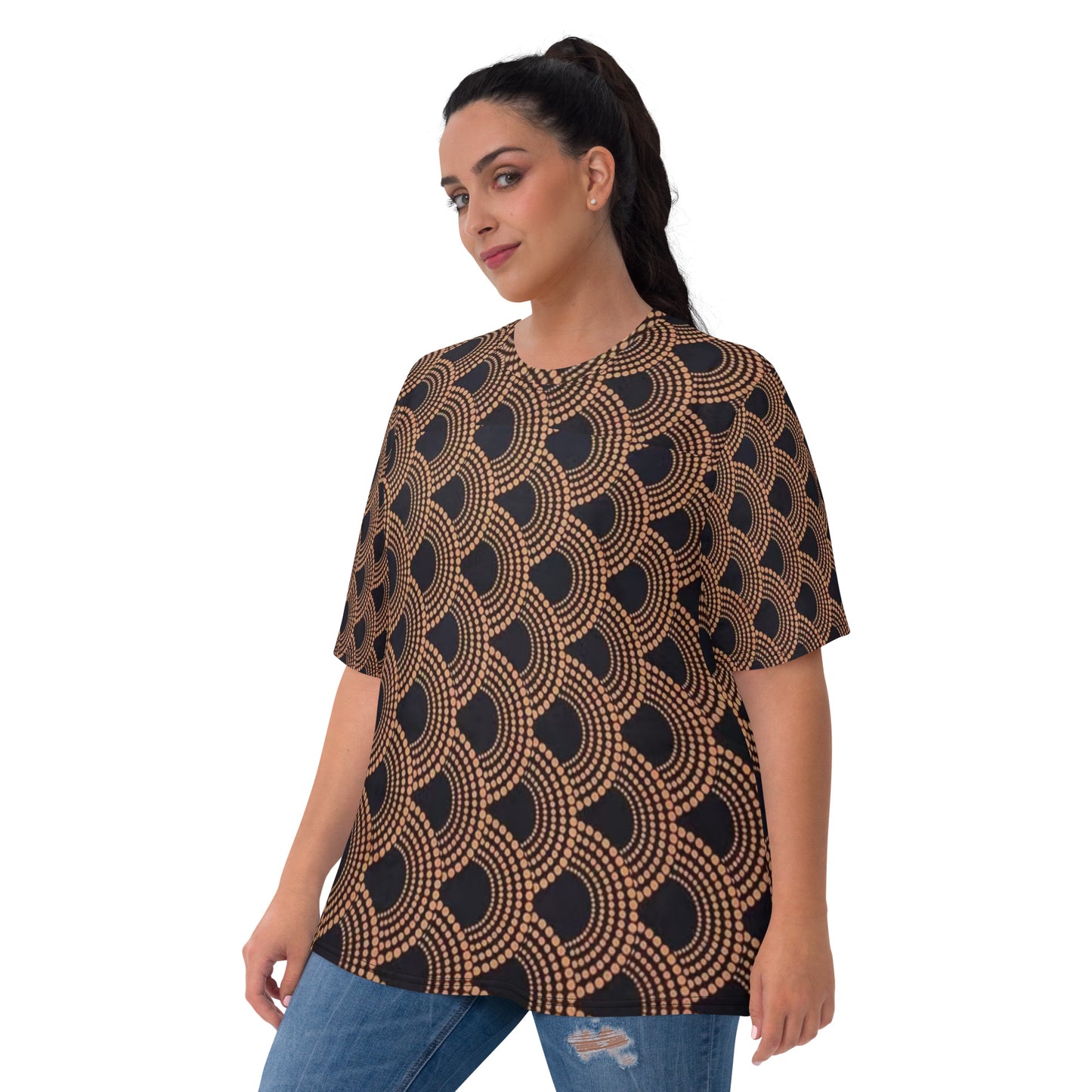 Brown Abstract Ankara Women's T-shirt