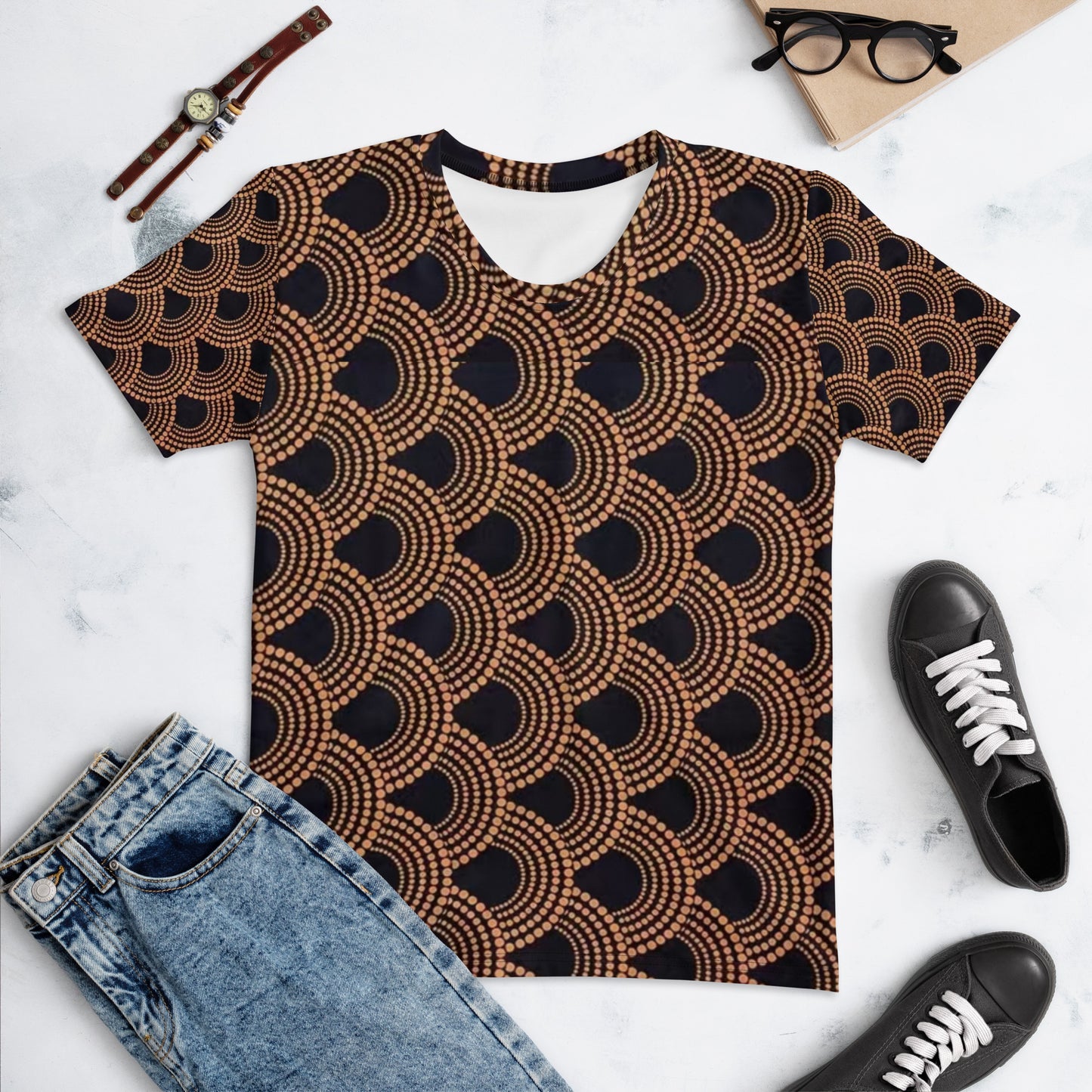 Brown Abstract Ankara Women's T-shirt