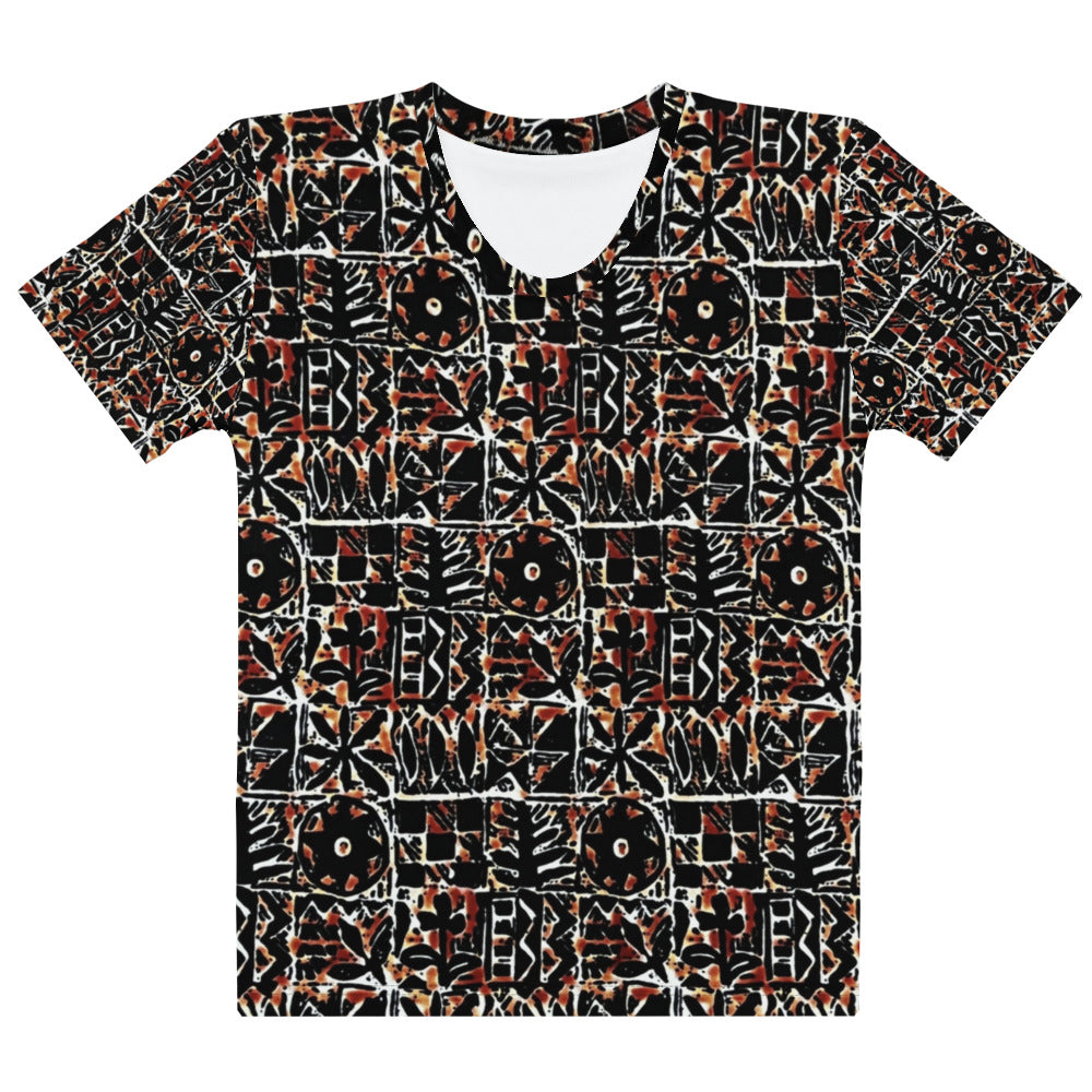 Red Black Abstract Adire Women's T-shirt