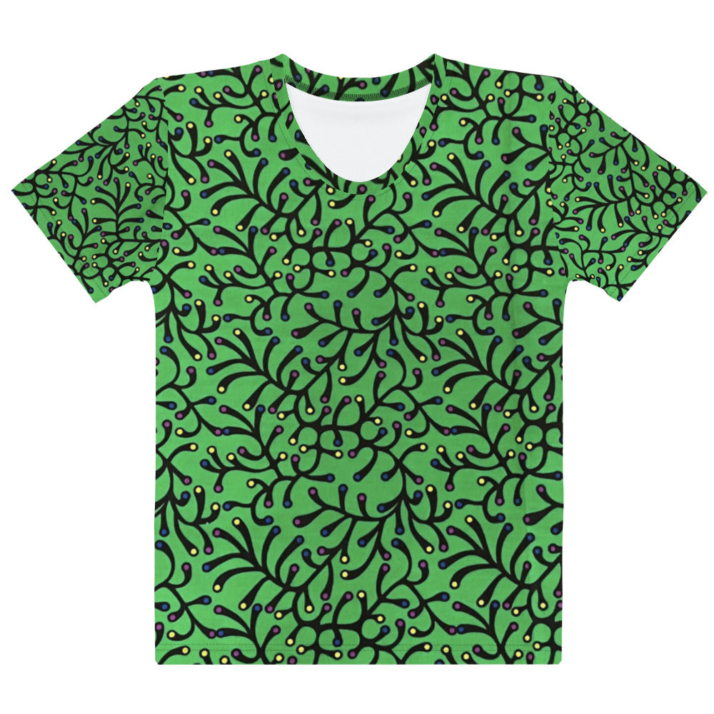 Vibrant Green And Yellow Polka Dots African print Ankara Women's T-shirt