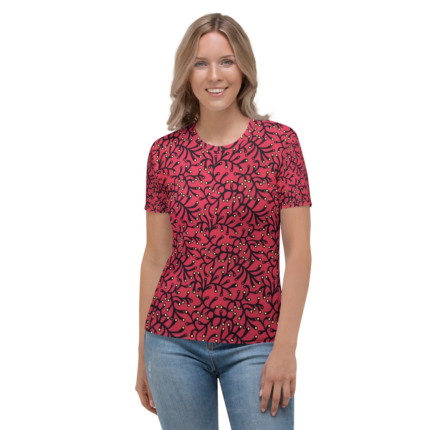 Red Yellow Polka Dots African Print Ankara Women's T-shirt