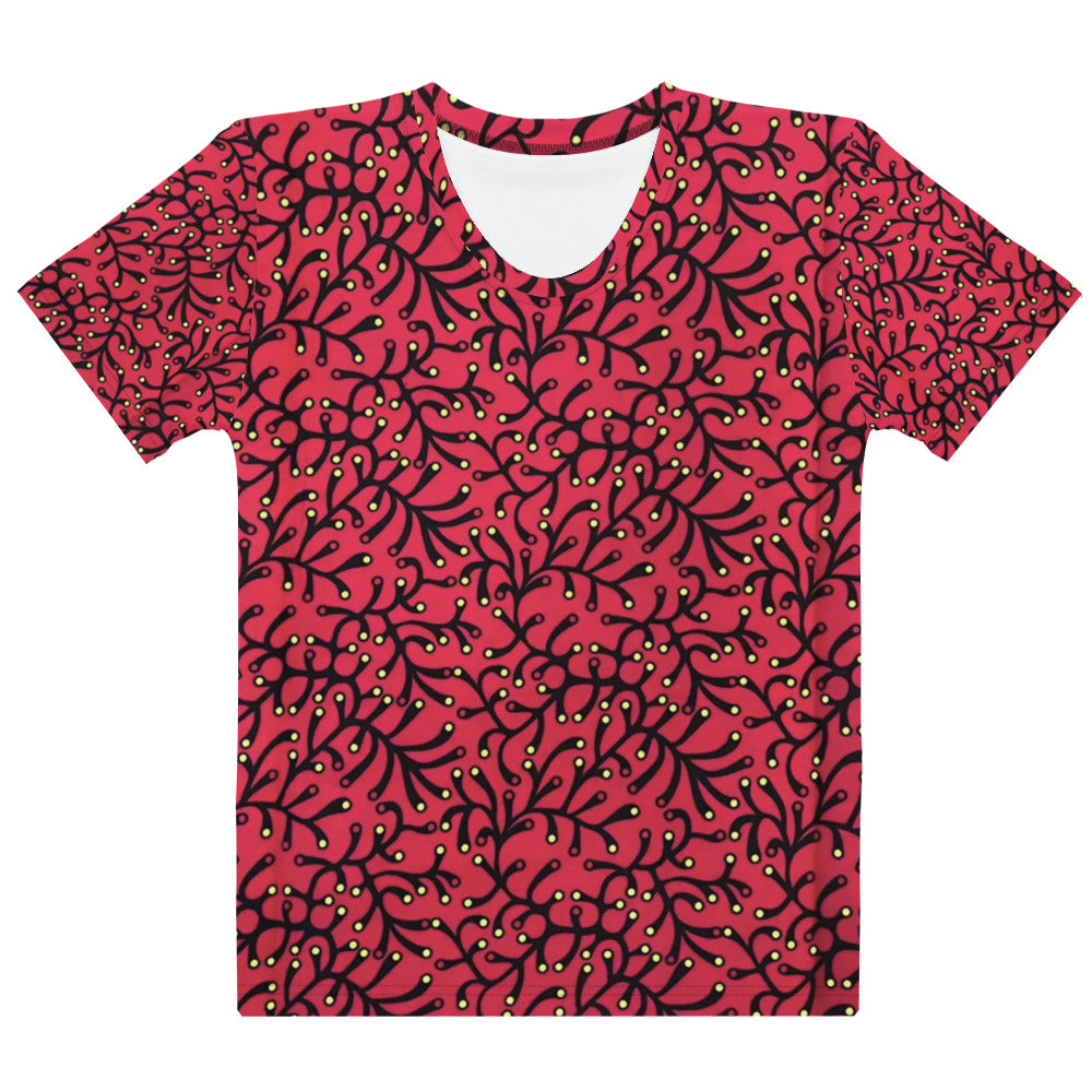 Red Yellow Polka Dots African Print Ankara Women's T-shirt