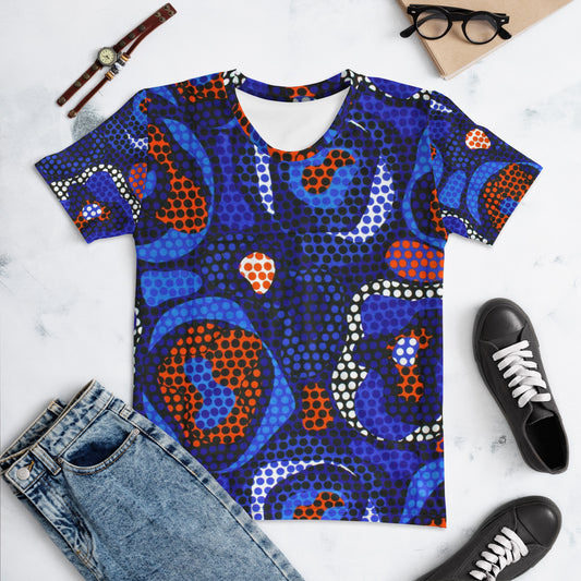 Blue Orange Abstract Ankara Women's T-shirt