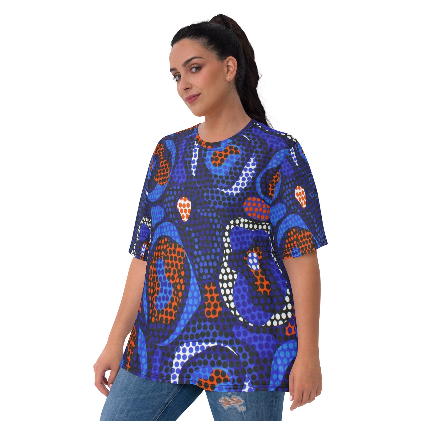 Blue Orange Abstract Ankara Women's T-shirt