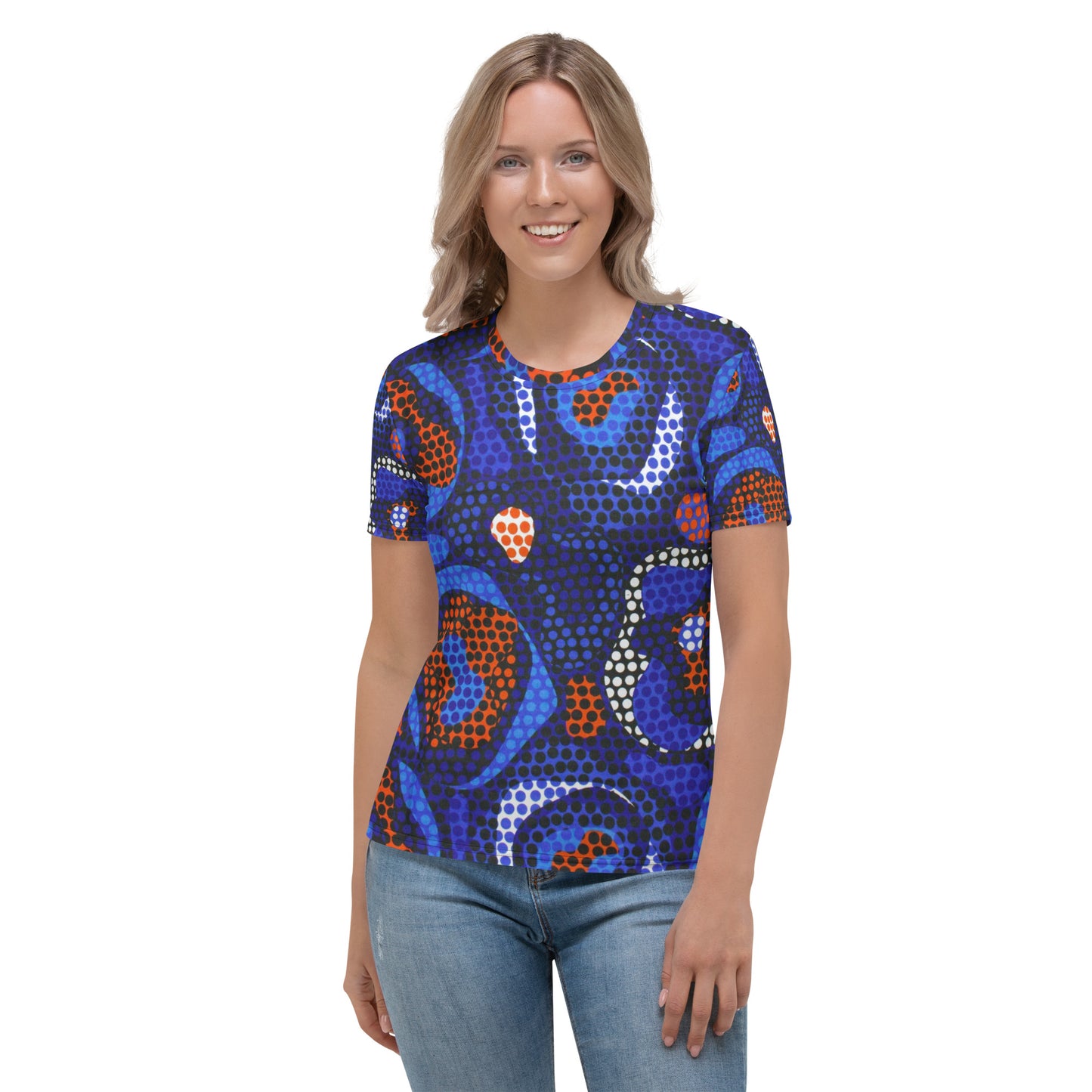 Blue Orange Abstract Ankara Women's T-shirt