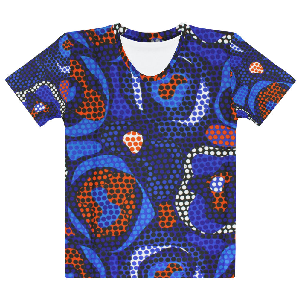 Blue Orange Abstract Ankara Women's T-shirt