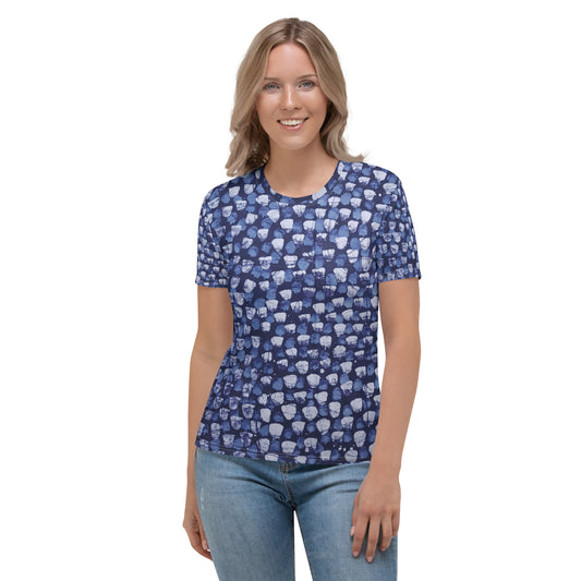 Blue Dotted Adire Women's T-shirt