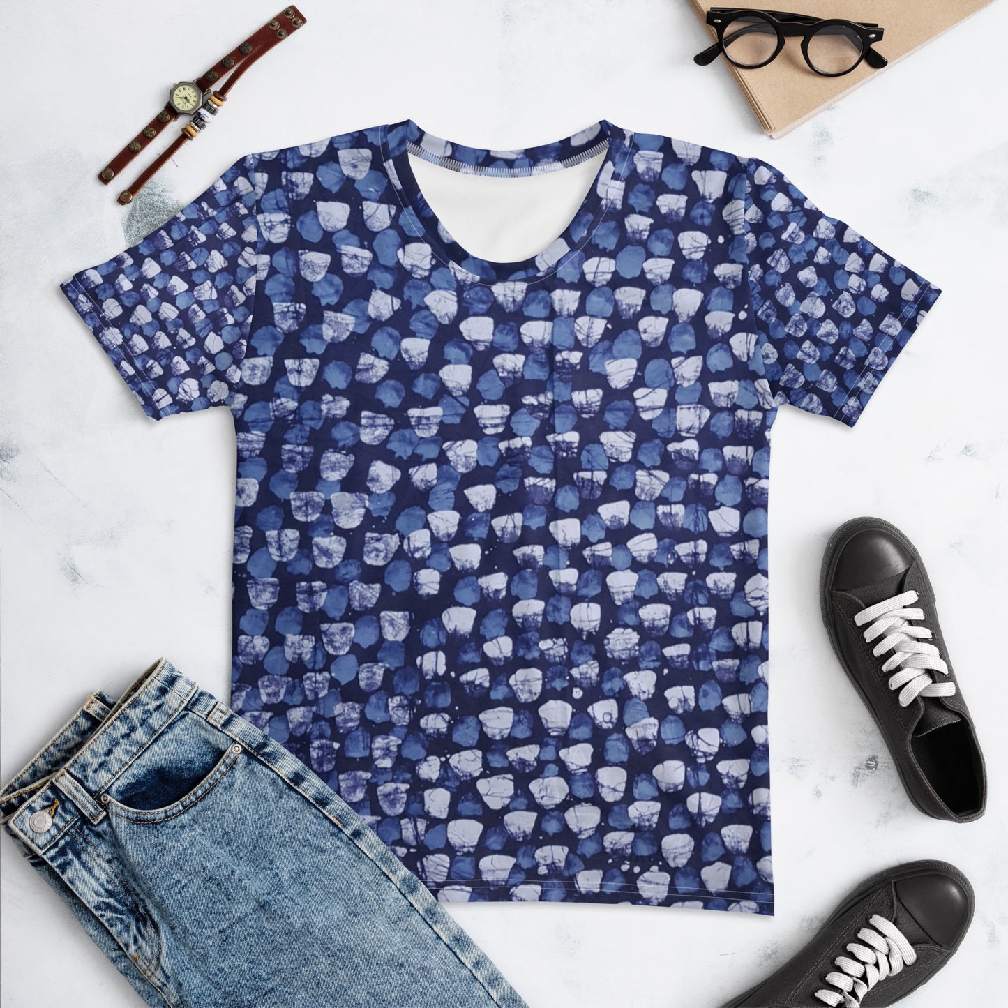 Blue Dotted Adire Women's T-shirt