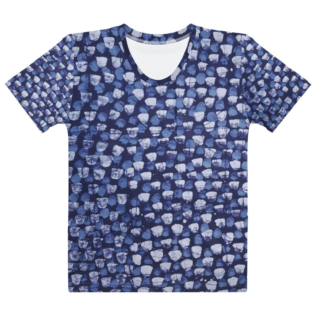 Blue Dotted Adire Women's T-shirt