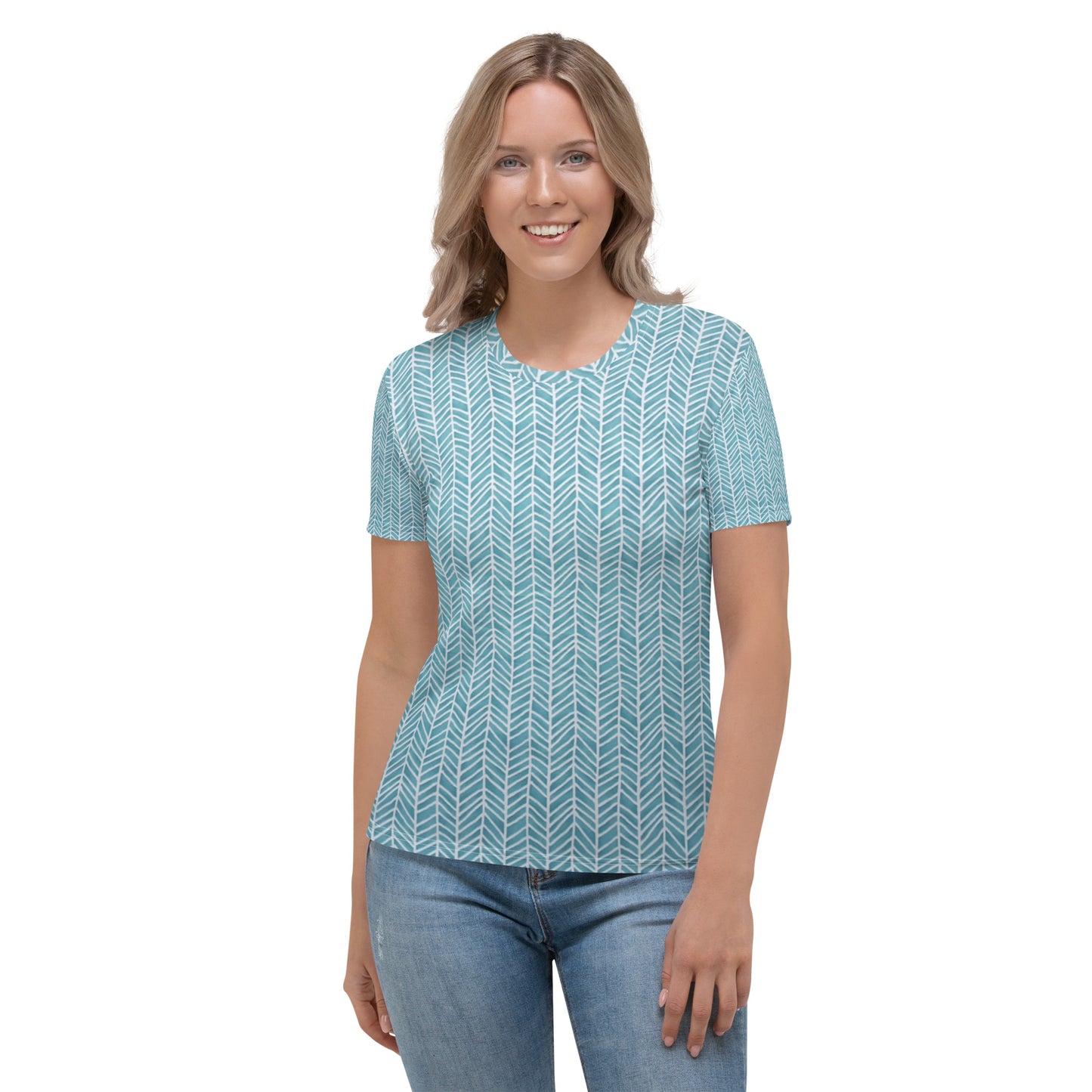 Aqua Chevron Adire Women's T-shirt