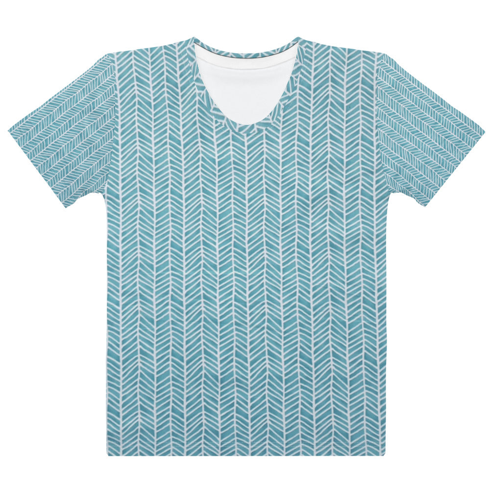 Aqua Chevron Adire Women's T-shirt