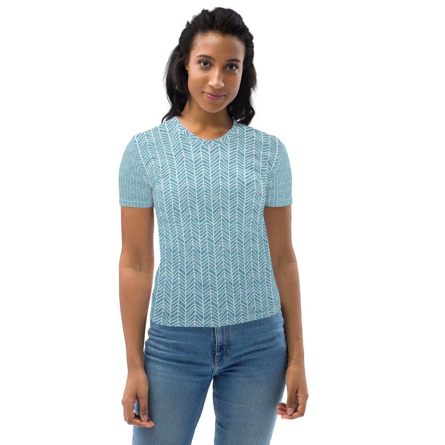 Aqua Chevron Adire Women's T-shirt