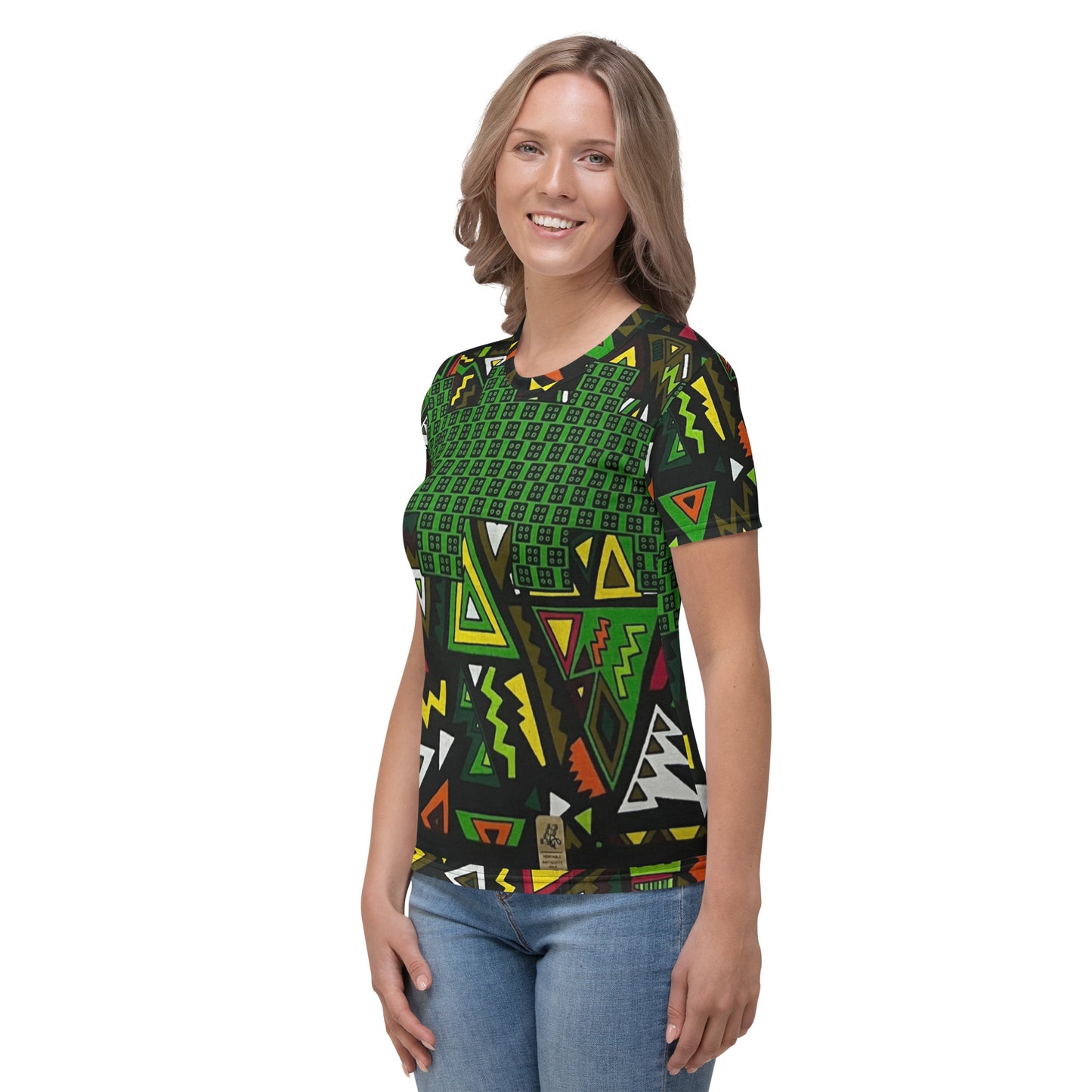 Vibrant Multicolour Green Black Yellow Red Ethnic Ankara Women's T-shirt