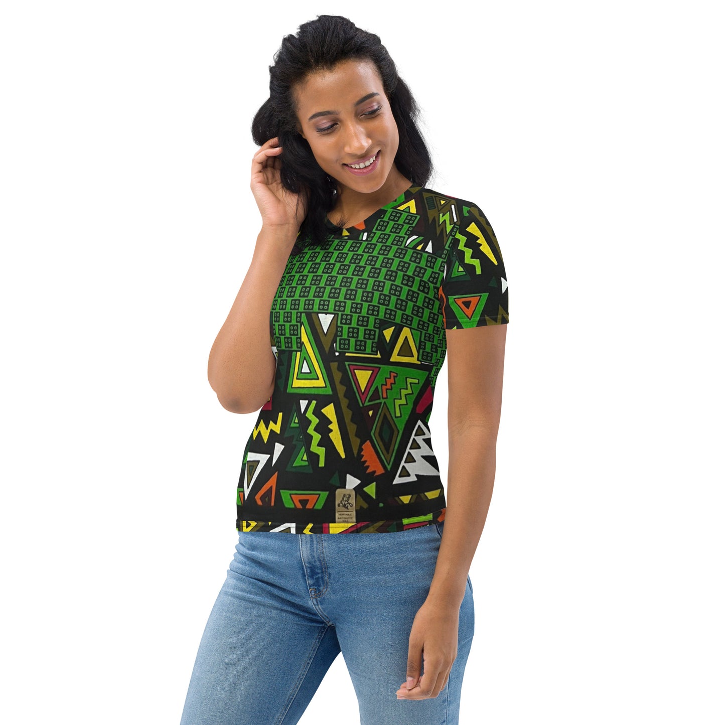 Vibrant Multicolour Green Black Yellow Red Ethnic Ankara Women's T-shirt