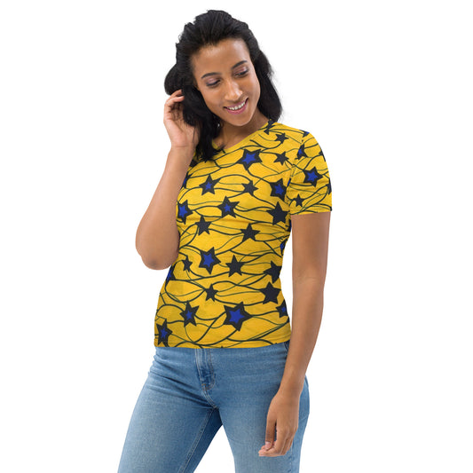 Yellow Blue Star Ankara Women's T-shirt