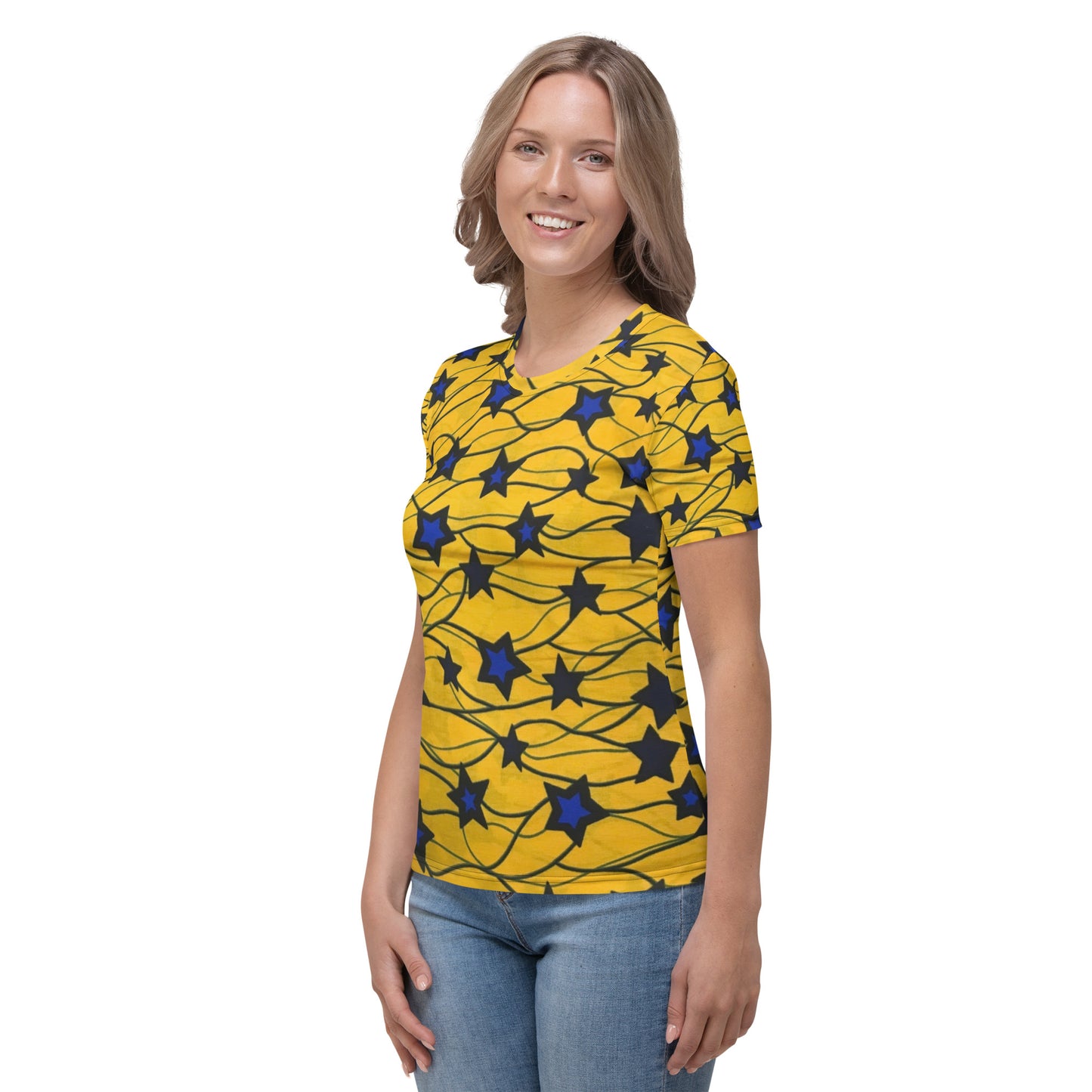 Yellow Blue Star Ankara Women's T-shirt