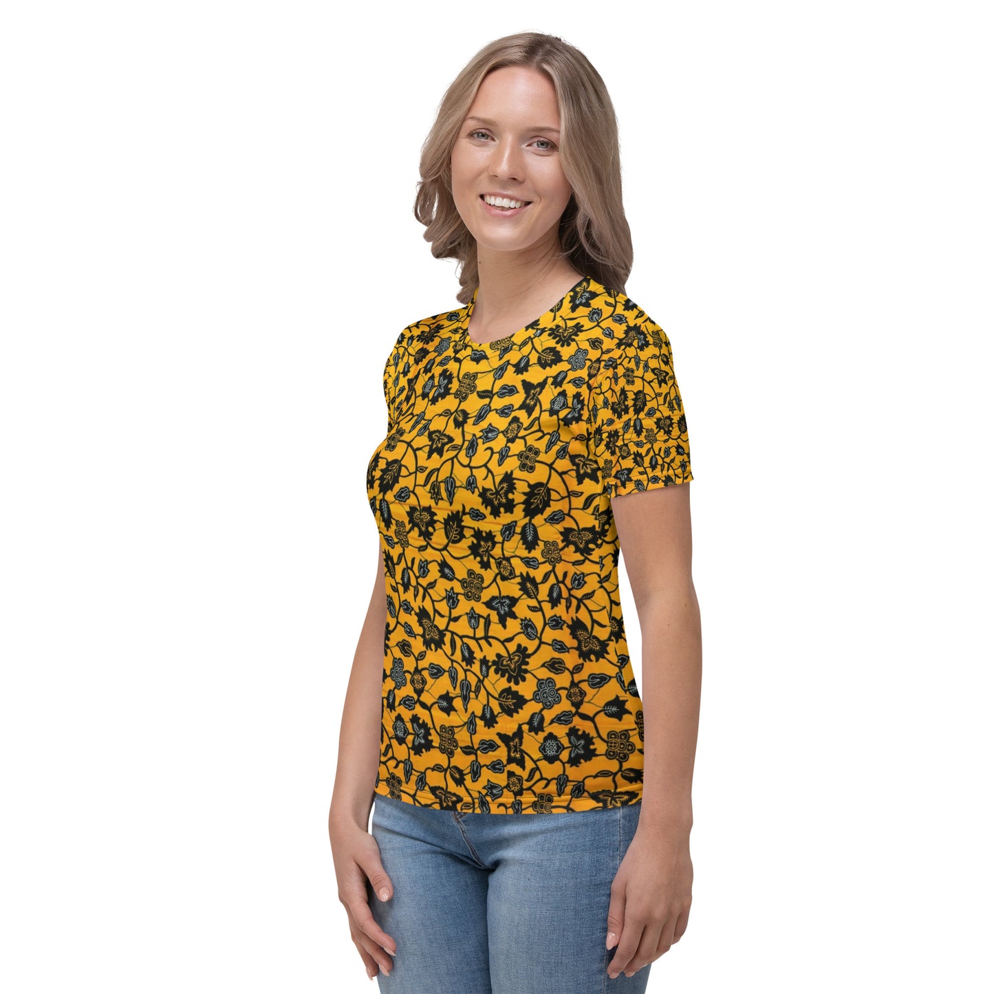 Yellow & Leaves Ankara Women's T-shirt