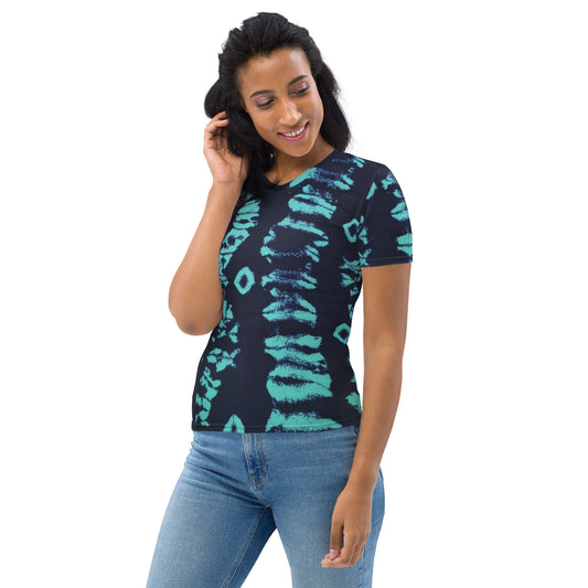 Turquoise Adire Ankara Women's T-shirt