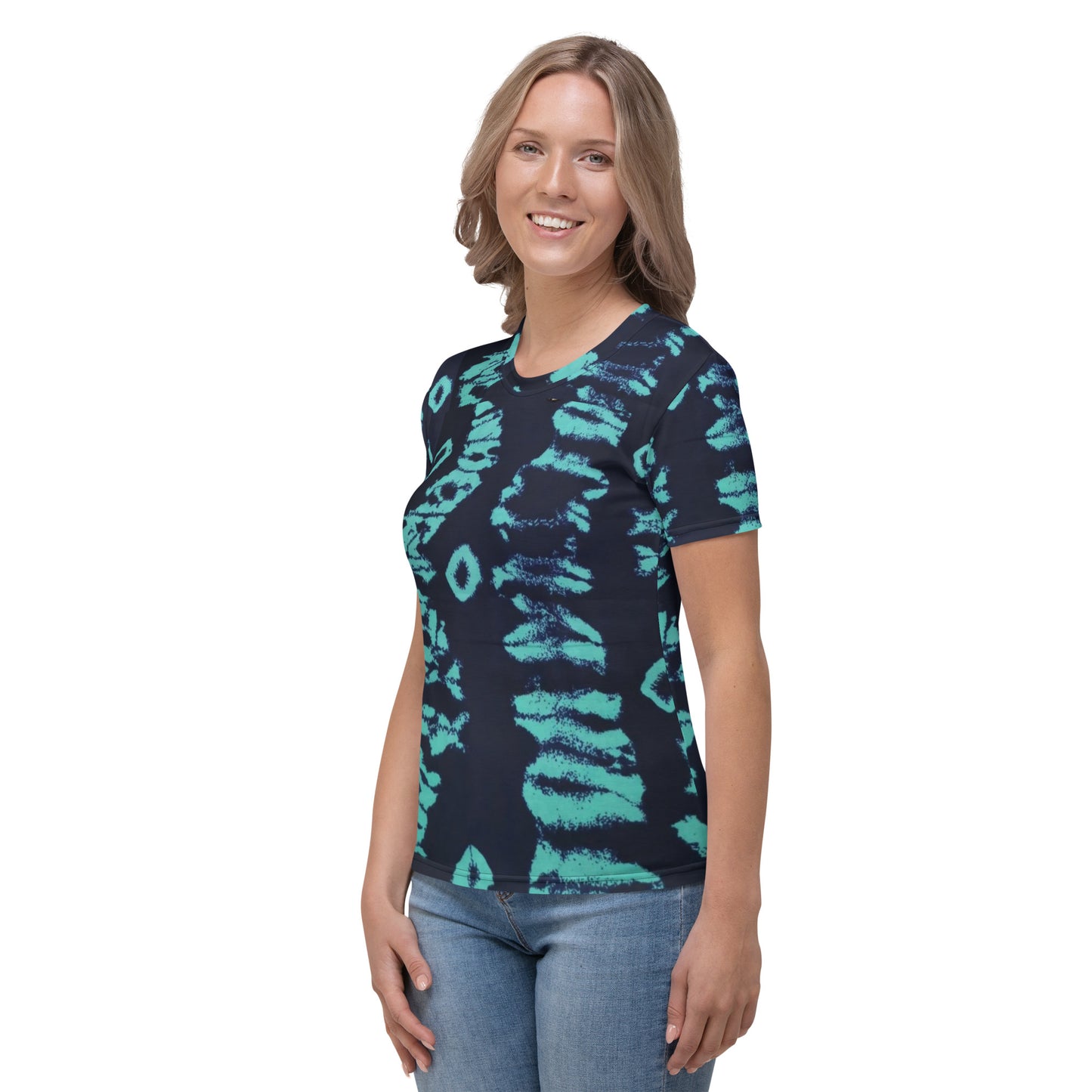 Turquoise Adire Ankara Women's T-shirt