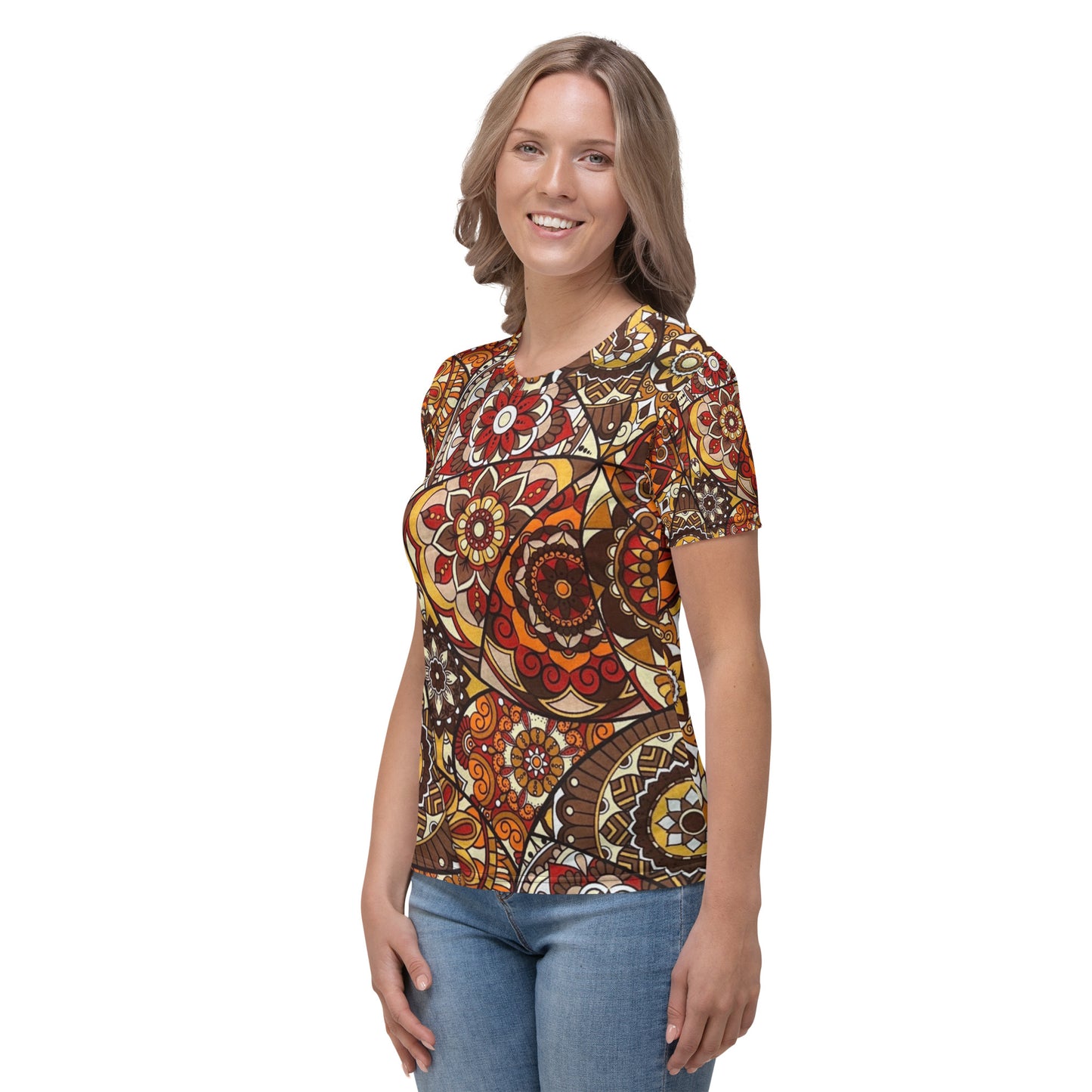 Multicolour Brown Ankara Women's T-shirt