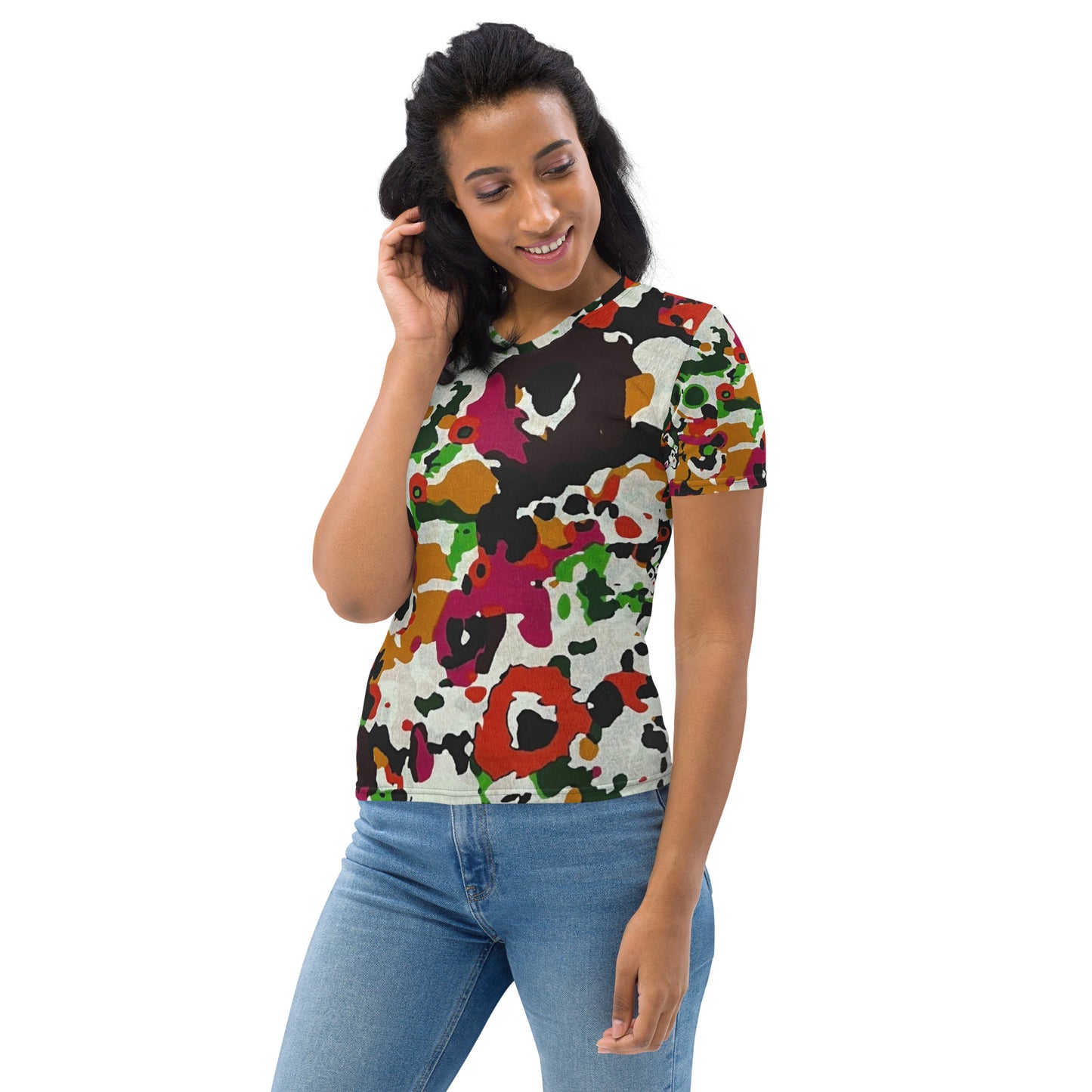 Multicolour Paint Ankara Women's T-shirt