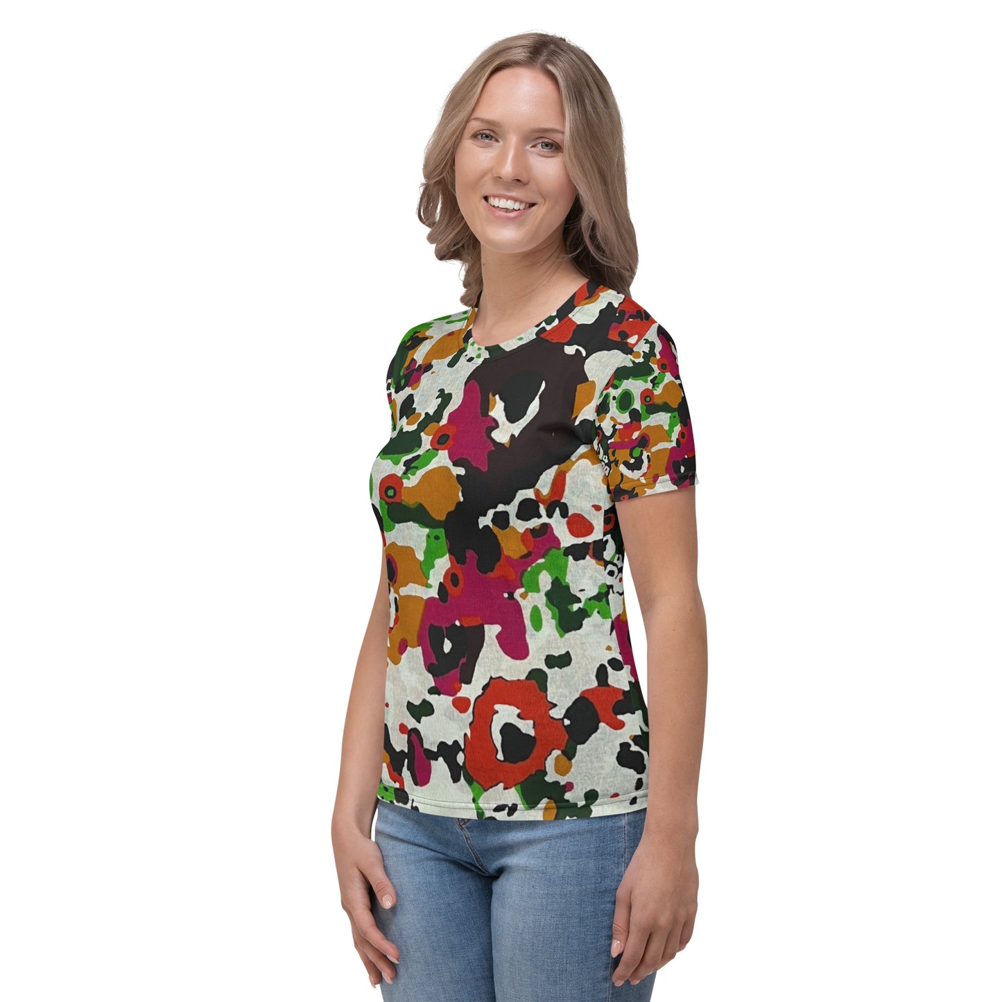 Multicolour Paint Ankara Women's T-shirt