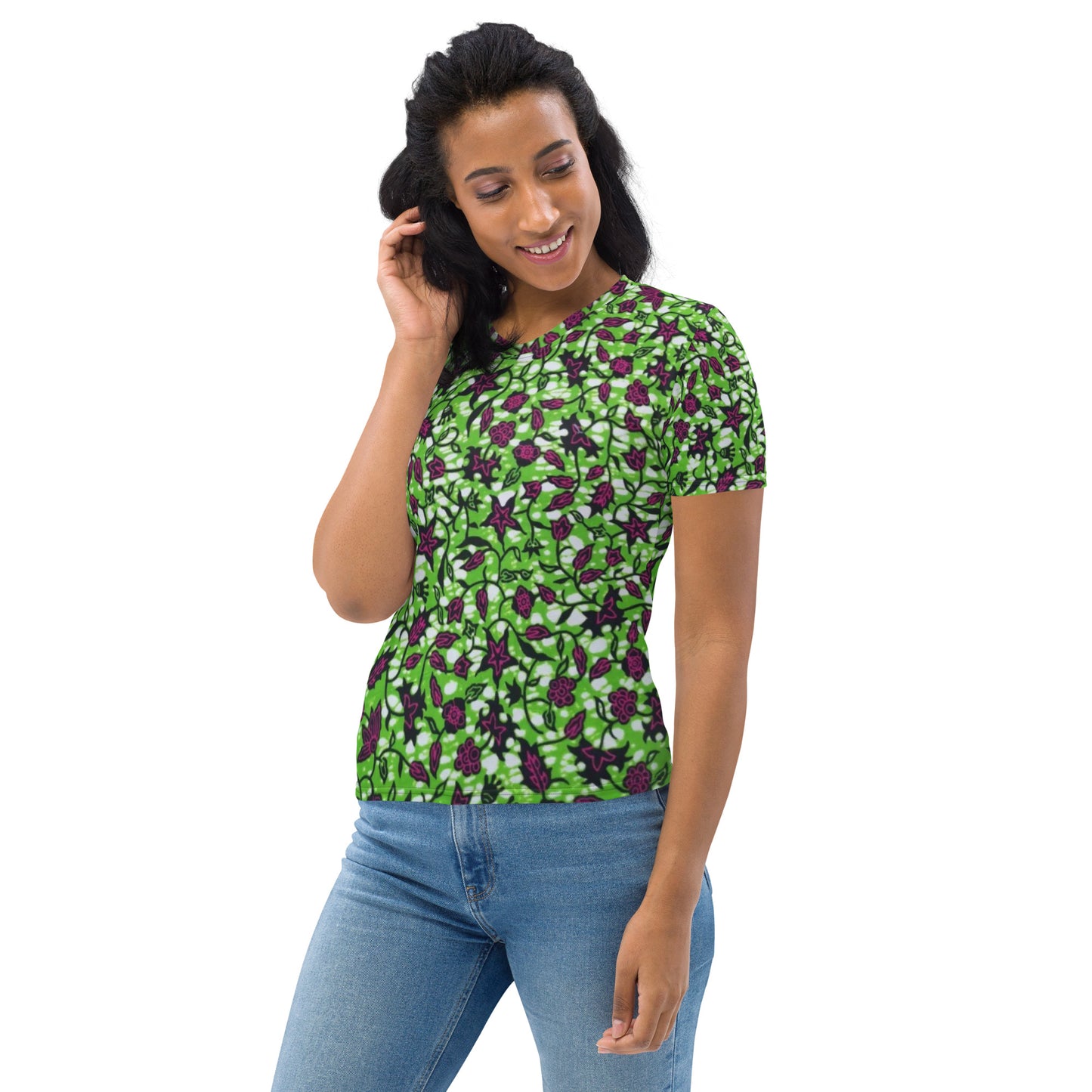 Green Burgundy Ankara Women's T-shirt