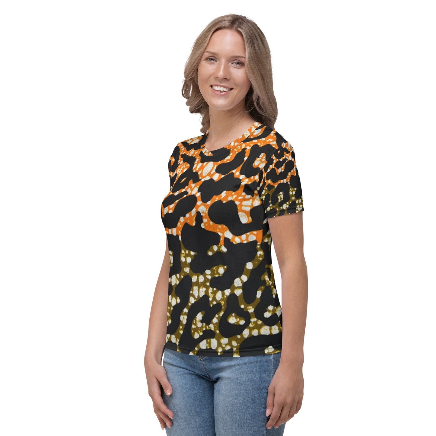 Green Orange Leopard Ankara Women's T-shirt