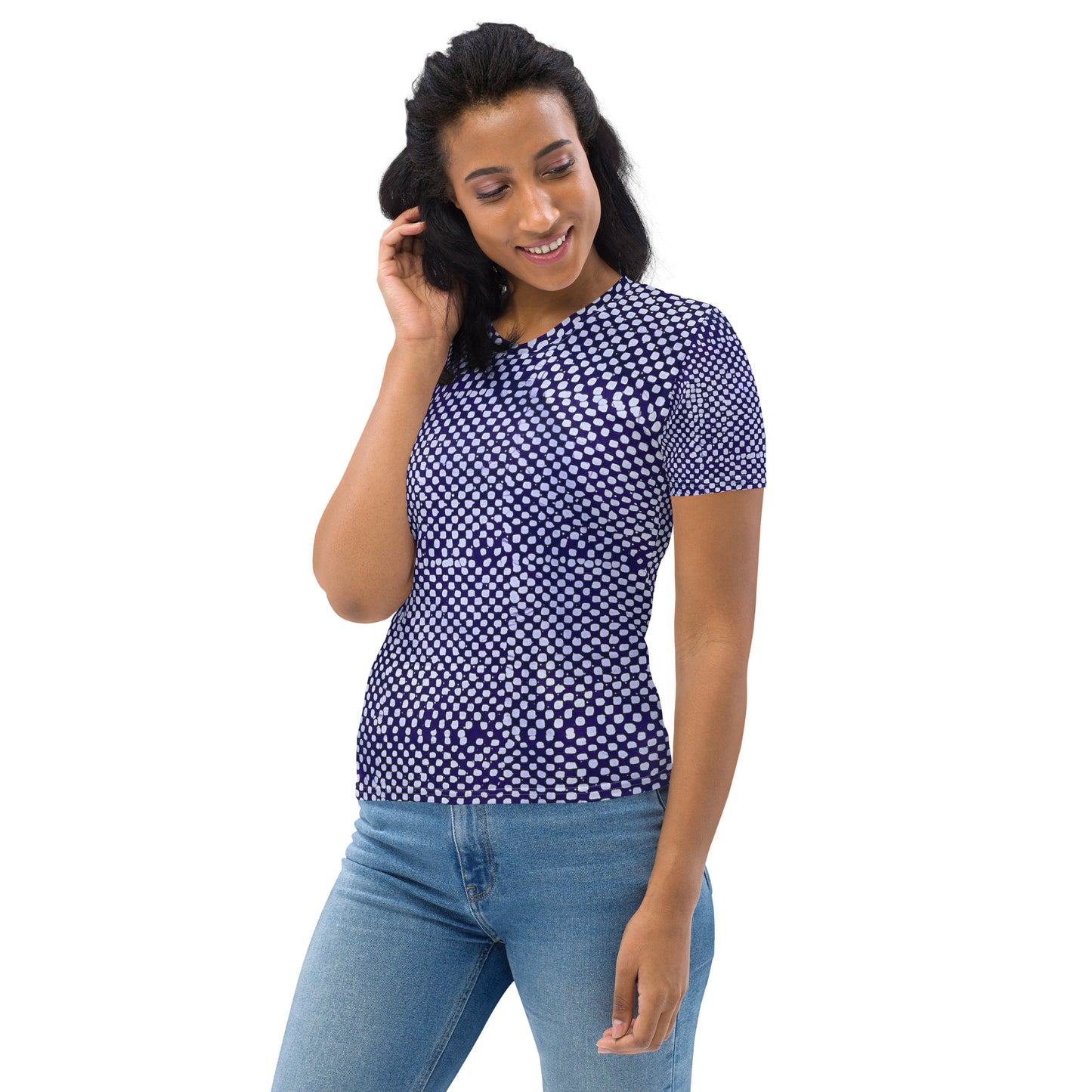 Purple And White Polka Dots Adire Women's T-shirt