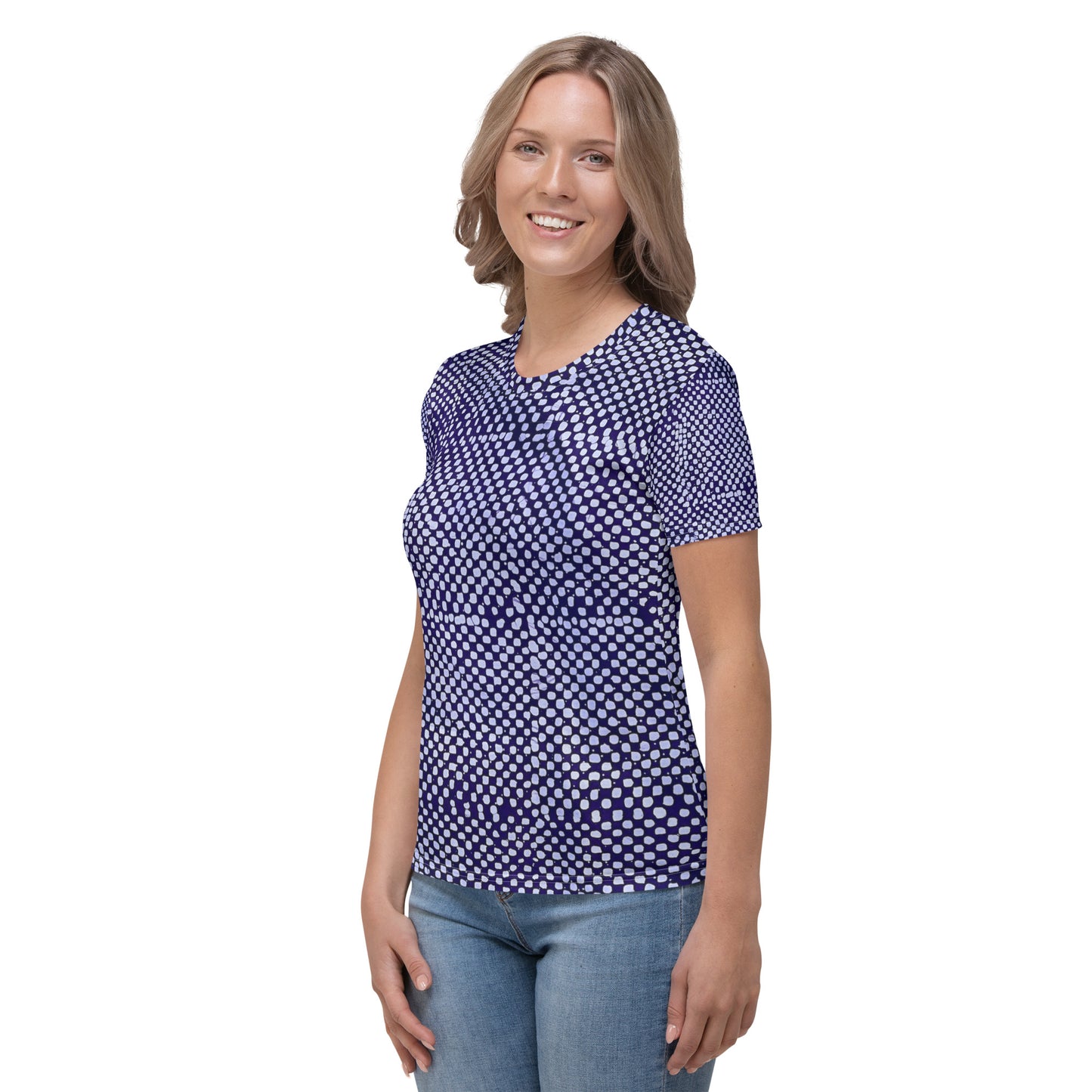 Purple And White Polka Dots Adire Women's T-shirt