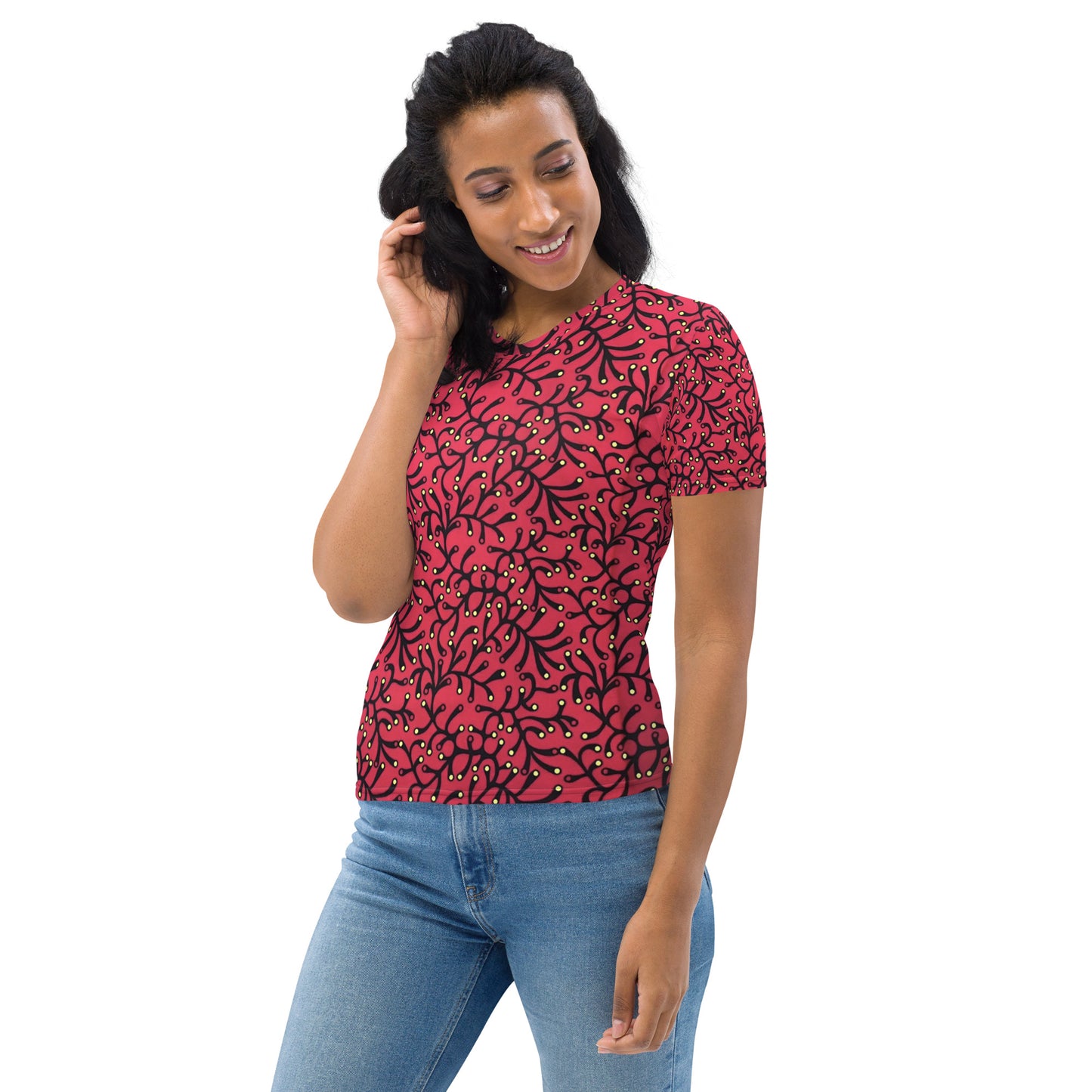 Red Yellow Polka Dots African Print Ankara Women's T-shirt