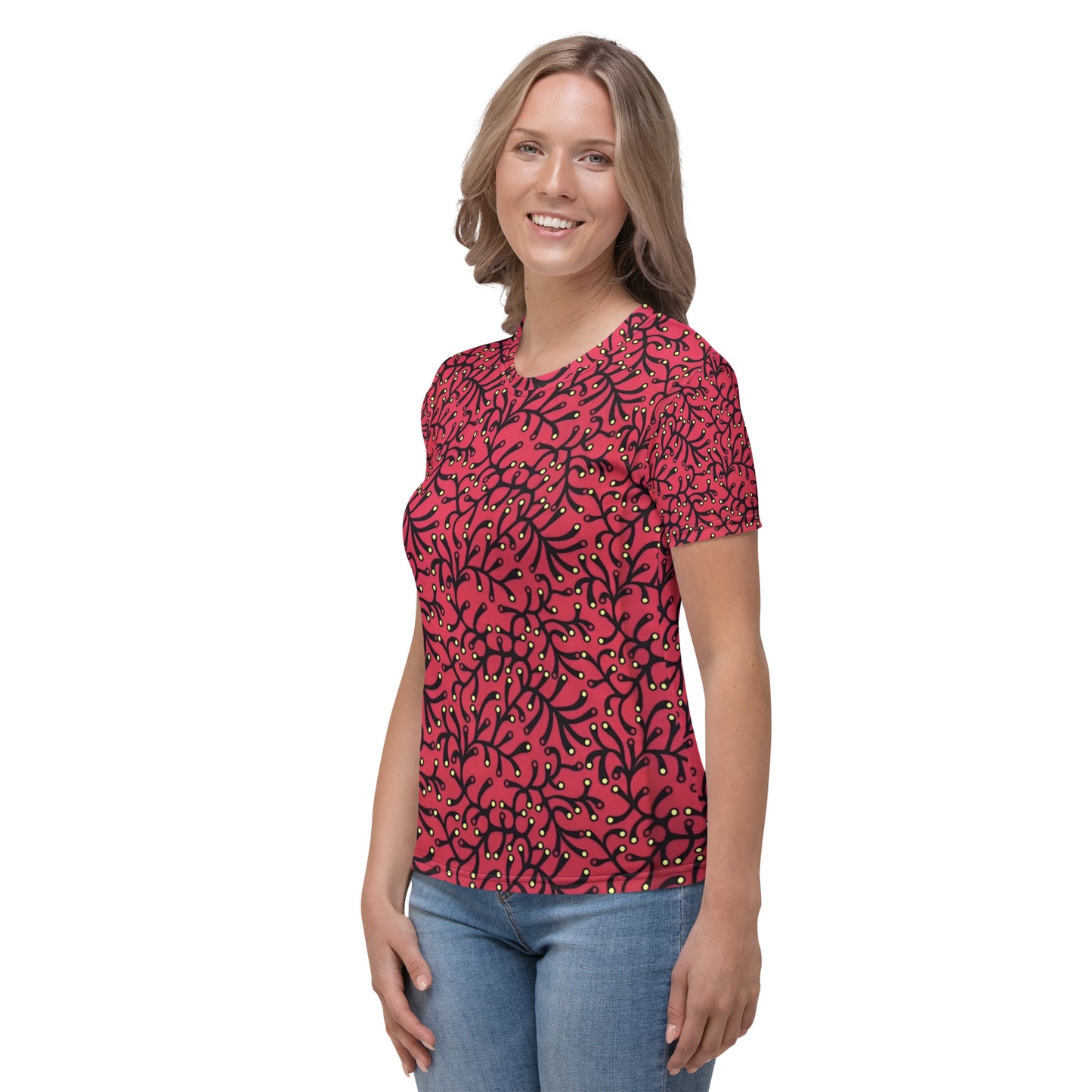 Red Yellow Polka Dots African Print Ankara Women's T-shirt