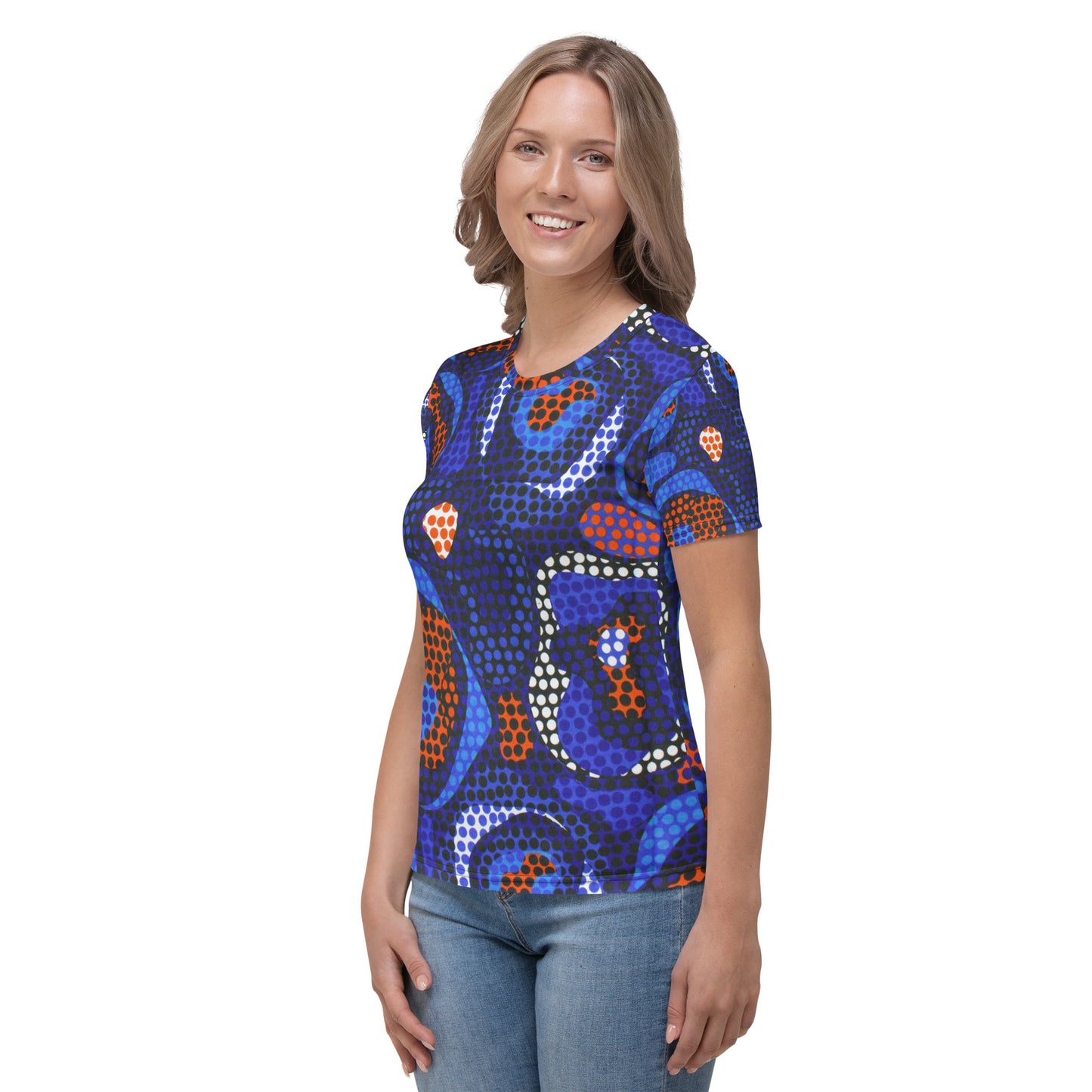 Blue Orange Abstract Ankara Women's T-shirt