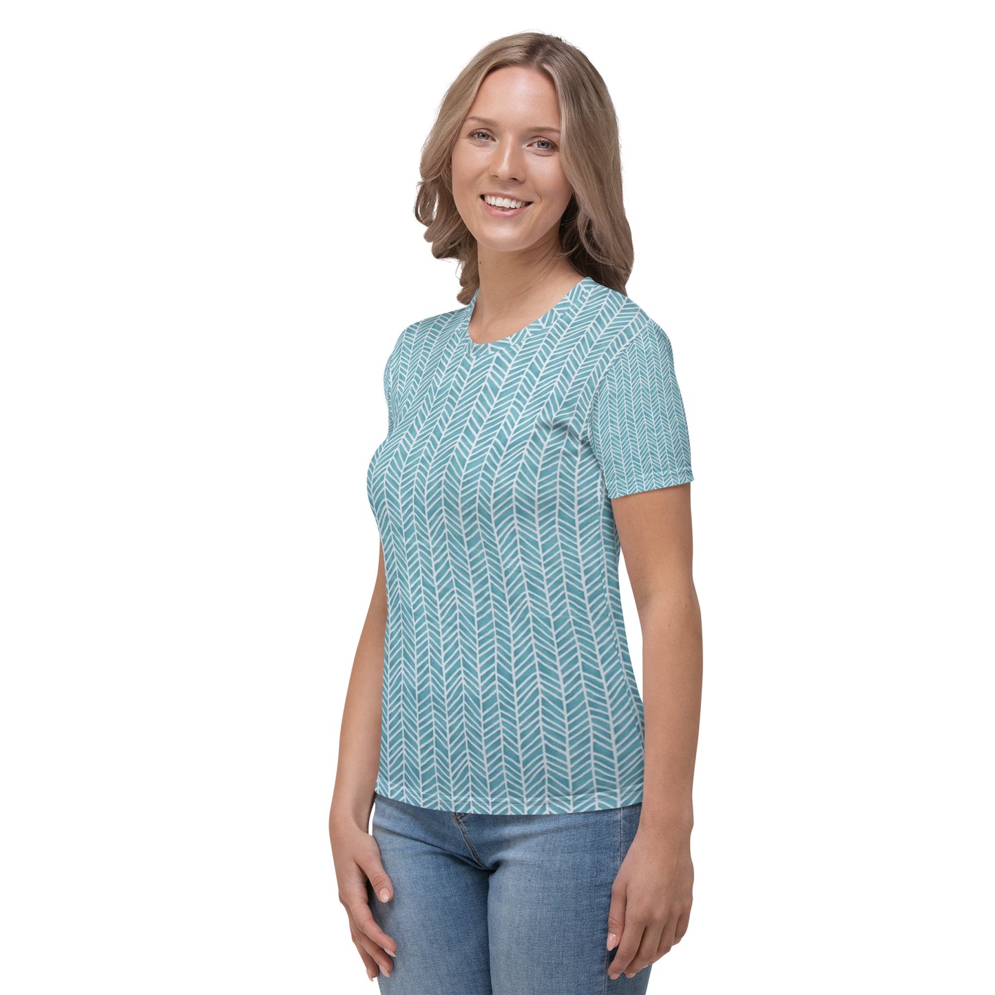 Aqua Chevron Adire Women's T-shirt