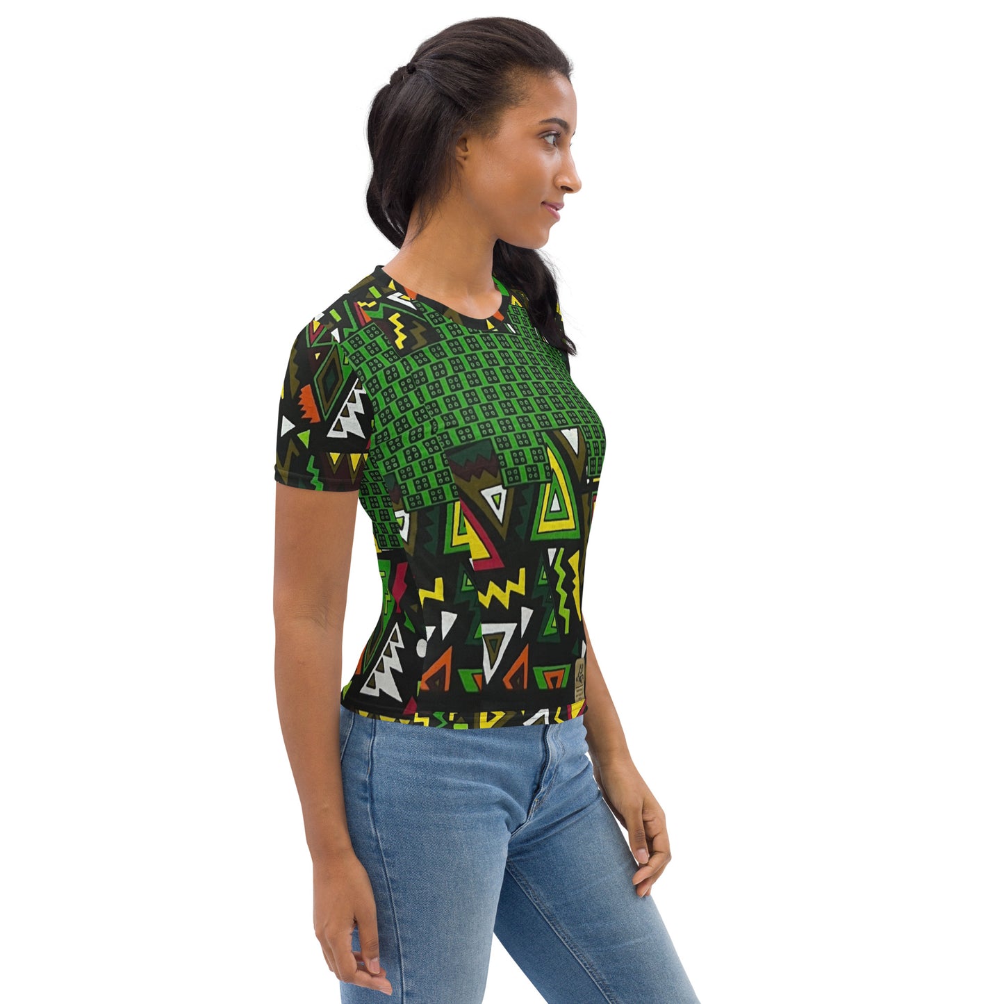 Vibrant Multicolour Green Black Yellow Red Ethnic Ankara Women's T-shirt