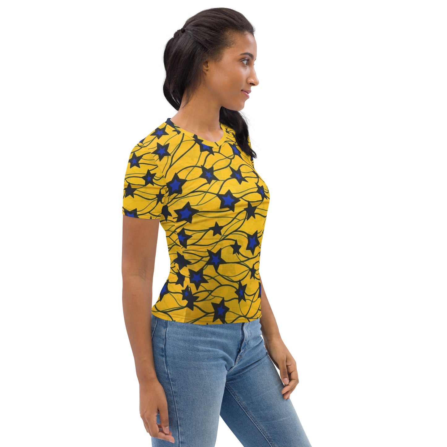 Yellow Blue Star Ankara Women's T-shirt